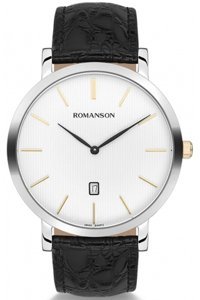 Romanson TL5507CX1CBS1B Takvimli 43 mm Siyah Çelik Kordon Analog Erkek Kol Saati