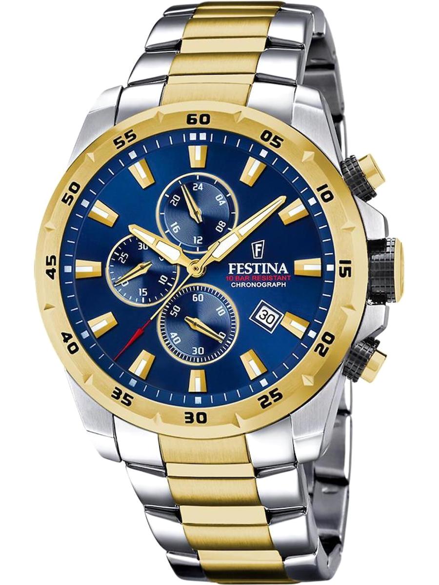 Festina F20562/2 Takvimli 45 mm Altın-Çelik Kordon Analog Erkek Kol Saati