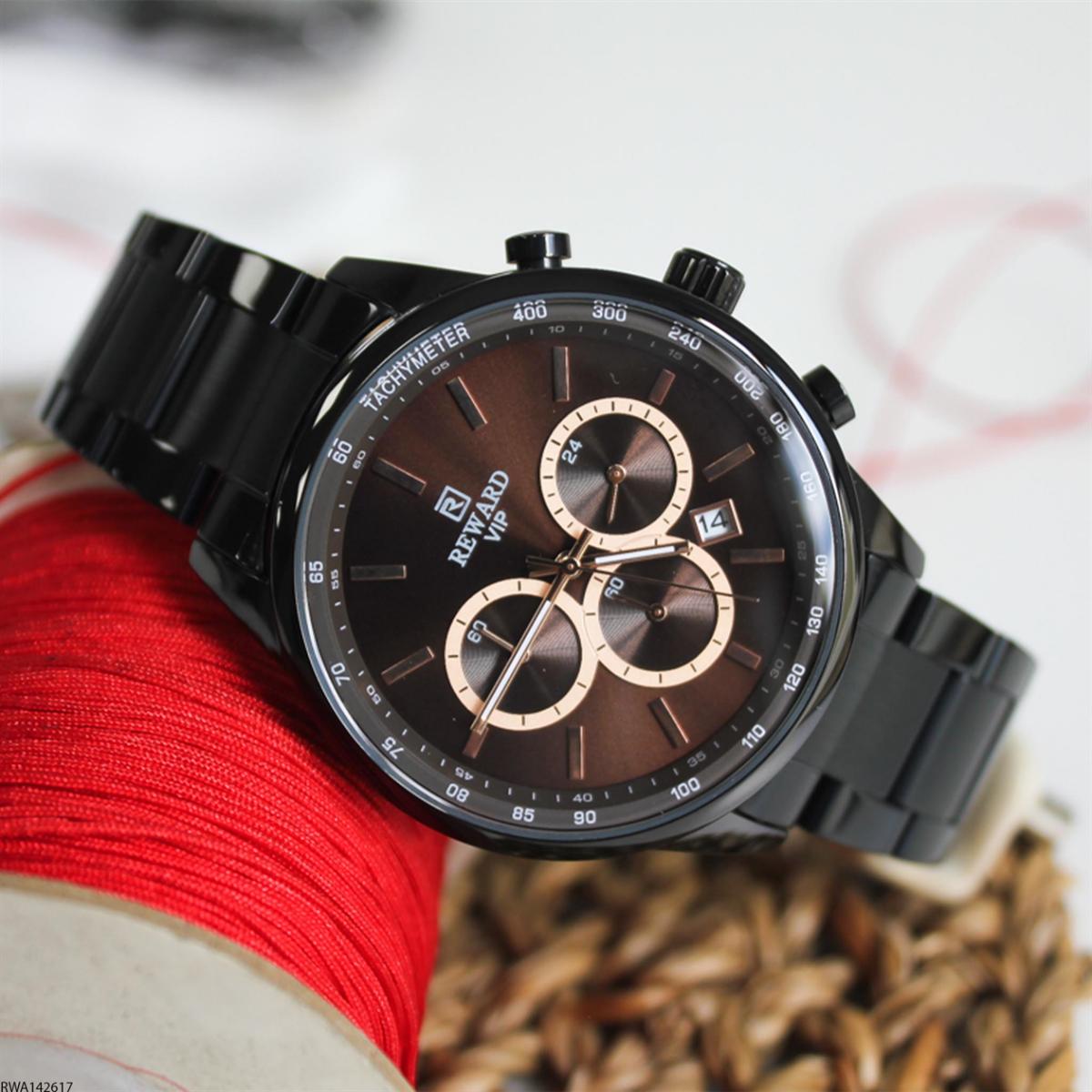 Reward RWA142617 Takvimli 45 mm Siyah Metal Kordon Analog Erkek Kol Saati