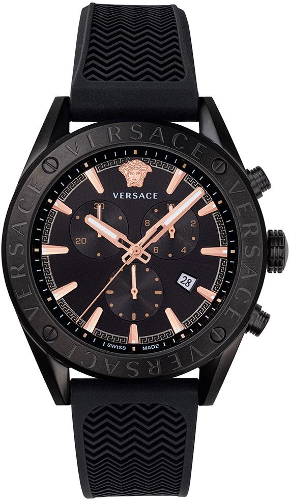 Versace VRSCVEHB00419 Takvimli 44 mm Siyah Silikon Kordon Analog Kol Saati
