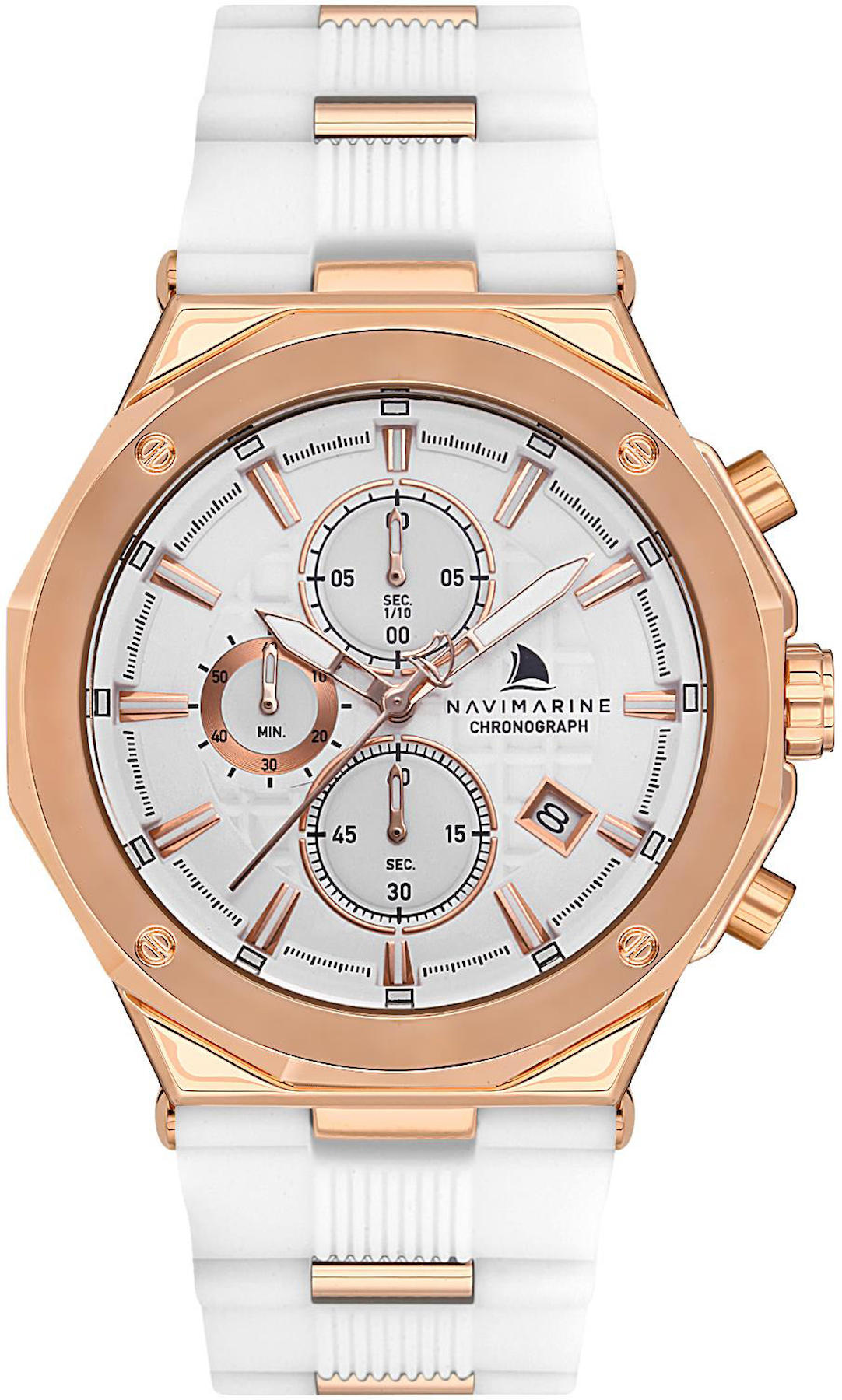 Navimarine HH003 Takvimli 47 mm Beyaz Silikon Kordon Analog Kol Saati