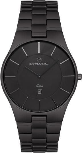 Pacomarine PM.51302.11 Takvimli 42 mm Siyah Çelik Kordon Analog Kol Saati