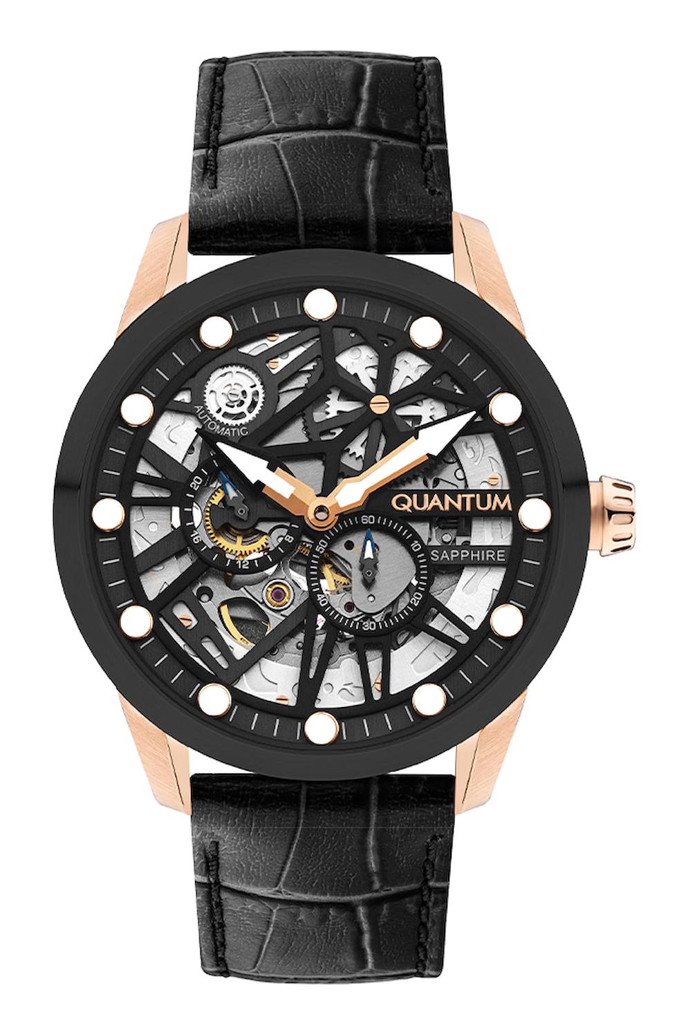 Quantum QMG1120CRC.851 45 mm Siyah Deri Kordon Analog Erkek Kol Saati