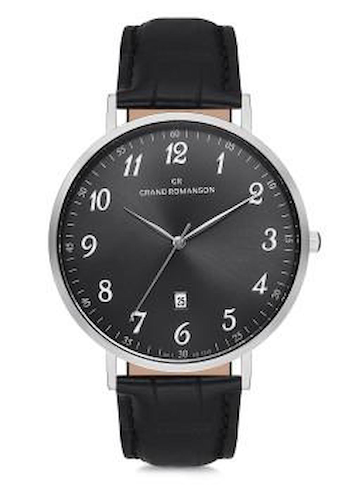 Grand Romanson GR.1.AG1240.11 Takvimli 42 mm Siyah Deri Kordon Analog Kol Saati