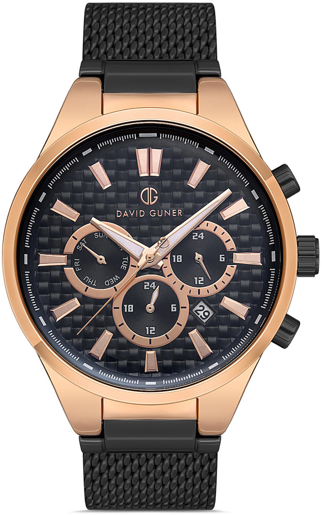 David Guner DG-8343GC-R2 Takvimli 42 mm Siyah Çelik Kordon Analog Kol Saati