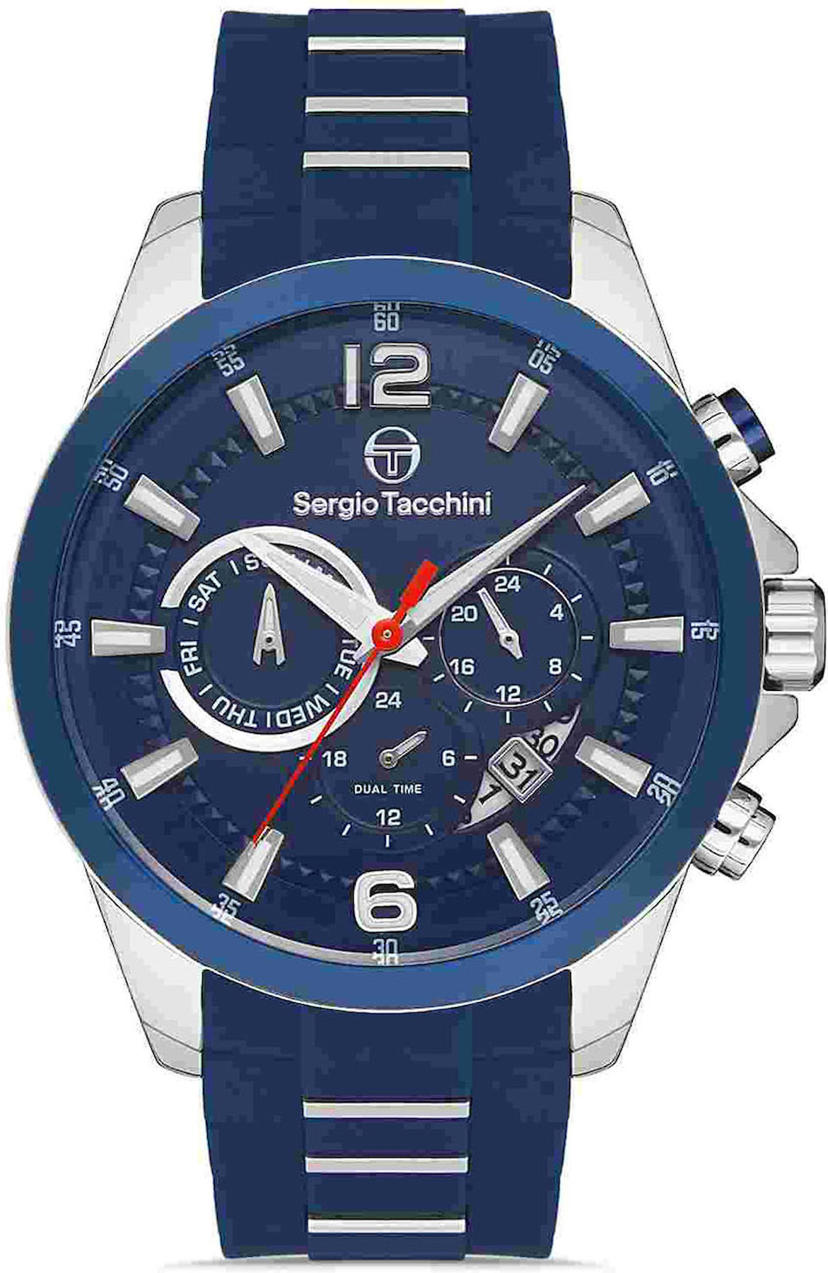 Sergio Tacchini ST.1.10259.2 Takvimli 44 mm Lacivert Silikon Kordon Analog Kol Saati