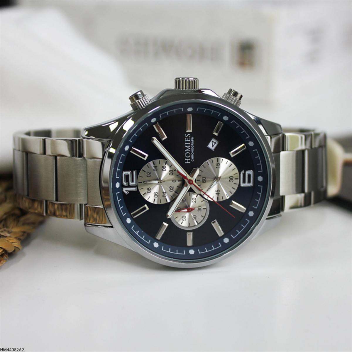 Homies HM44982A2 Pusulalı Takvimli 45 mm Metal Kordon Analog Erkek Kol Saati