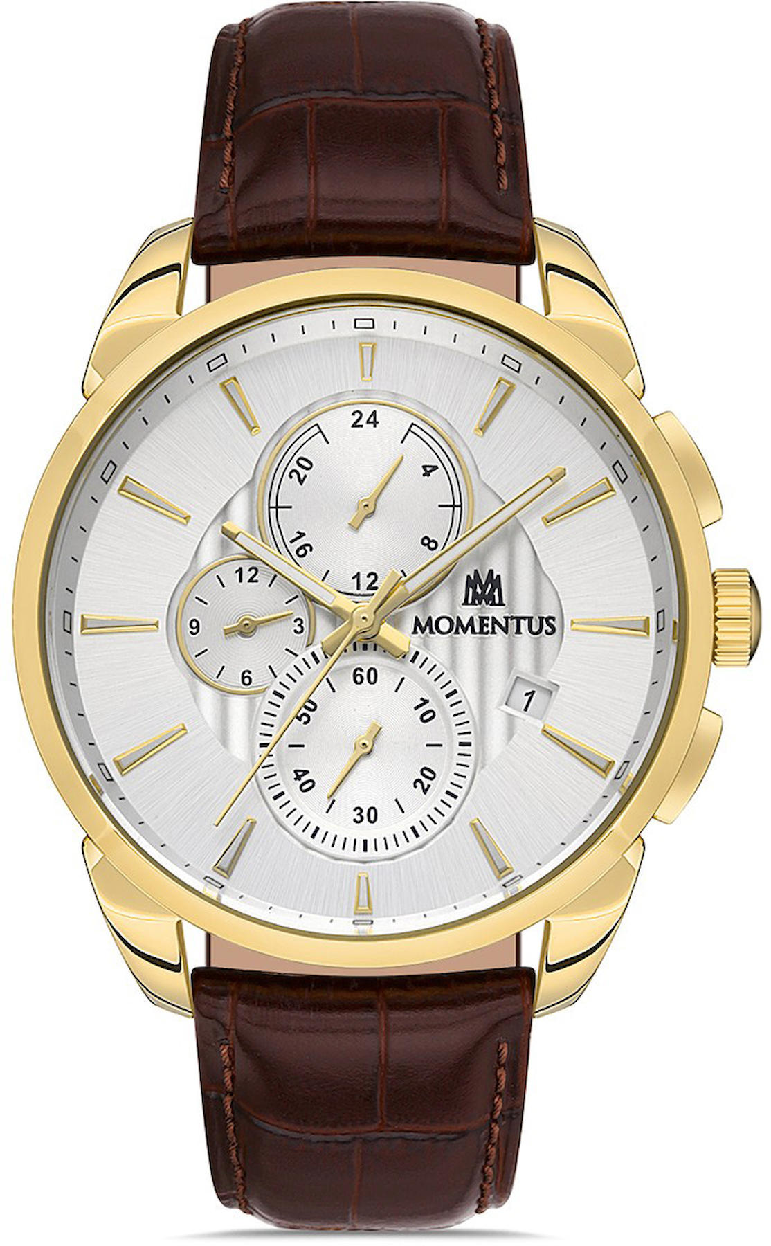 Momentus CC206G-02KG Takvimli 45 mm Kahverengi Deri Kordon Analog Kol Saati