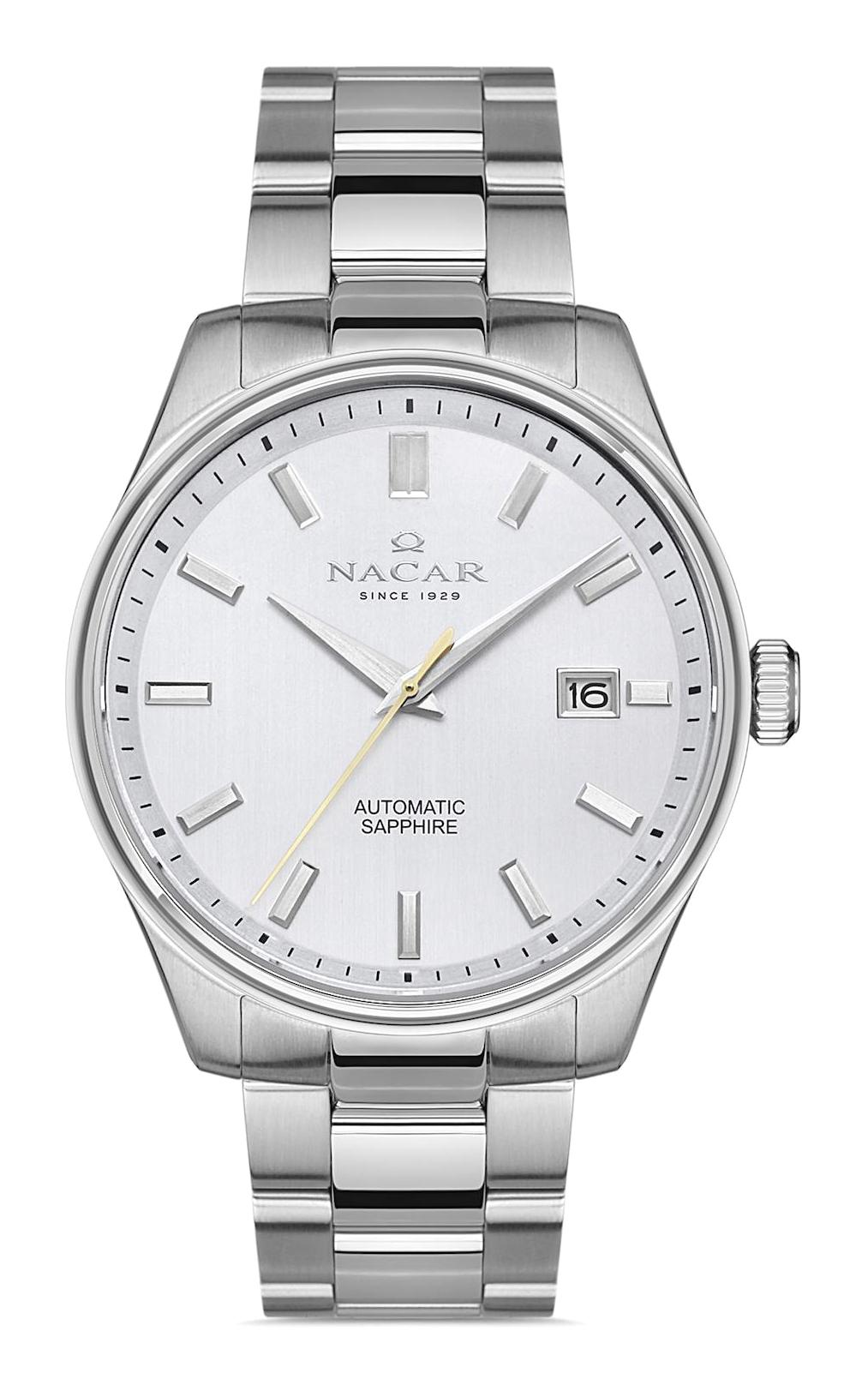 Nacar 172930283ASM Takvimli 44 mm Çelik Kordon Analog Kol Saati