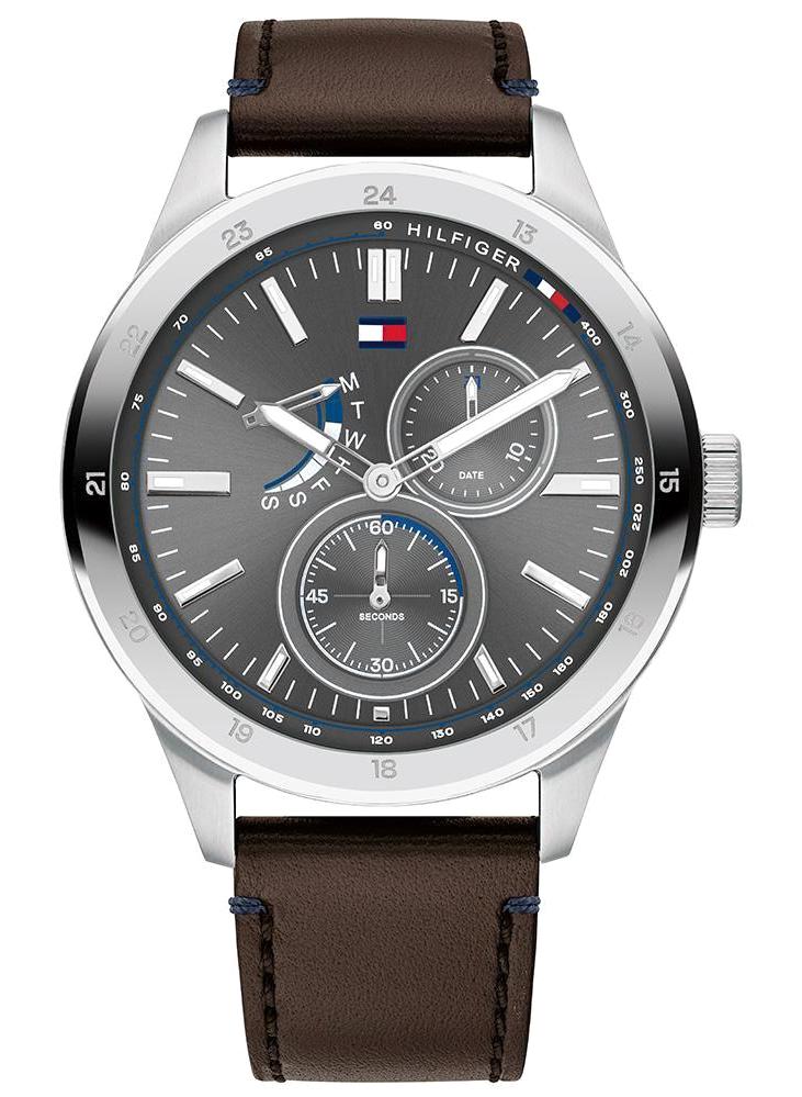Tommy Hilfiger TH1791637 Takvimli 44 mm Kahverengi Deri Kordon Analog Erkek Kol Saati