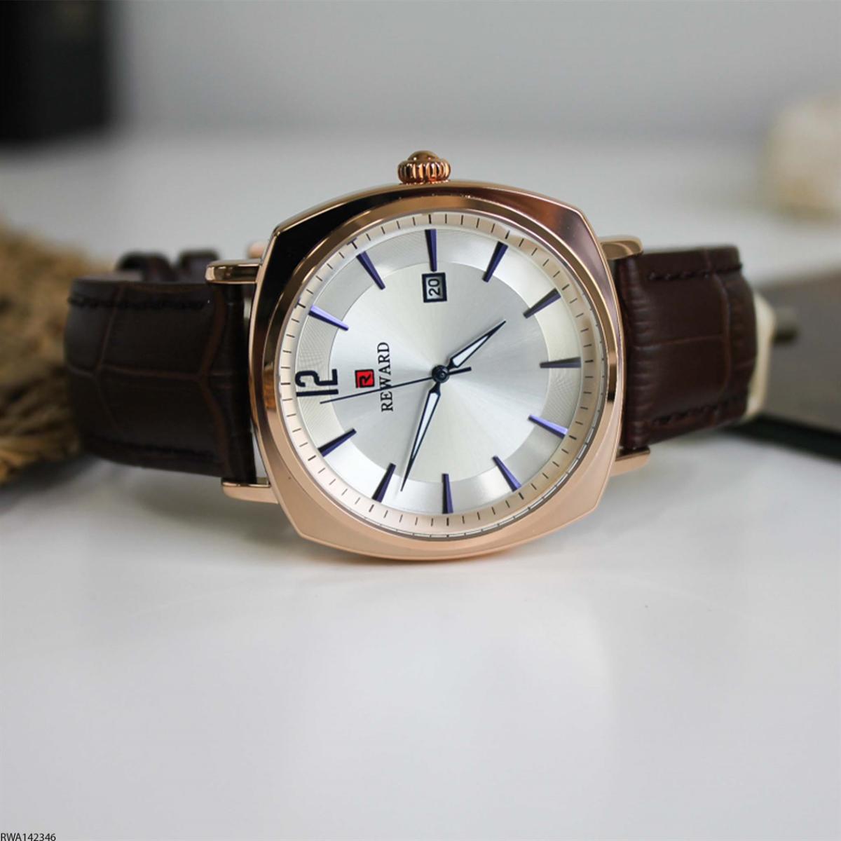 Reward RWA142346 Takvimli 44 mm Kahverengi Metal Kordon Analog Erkek Kol Saati