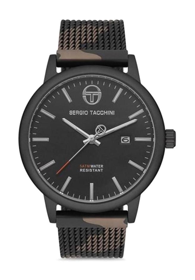 Sergio Tacchini ST.1.10084.3 Takvimli 44 mm Siyah Çelik Kordon Analog Erkek Kol Saati
