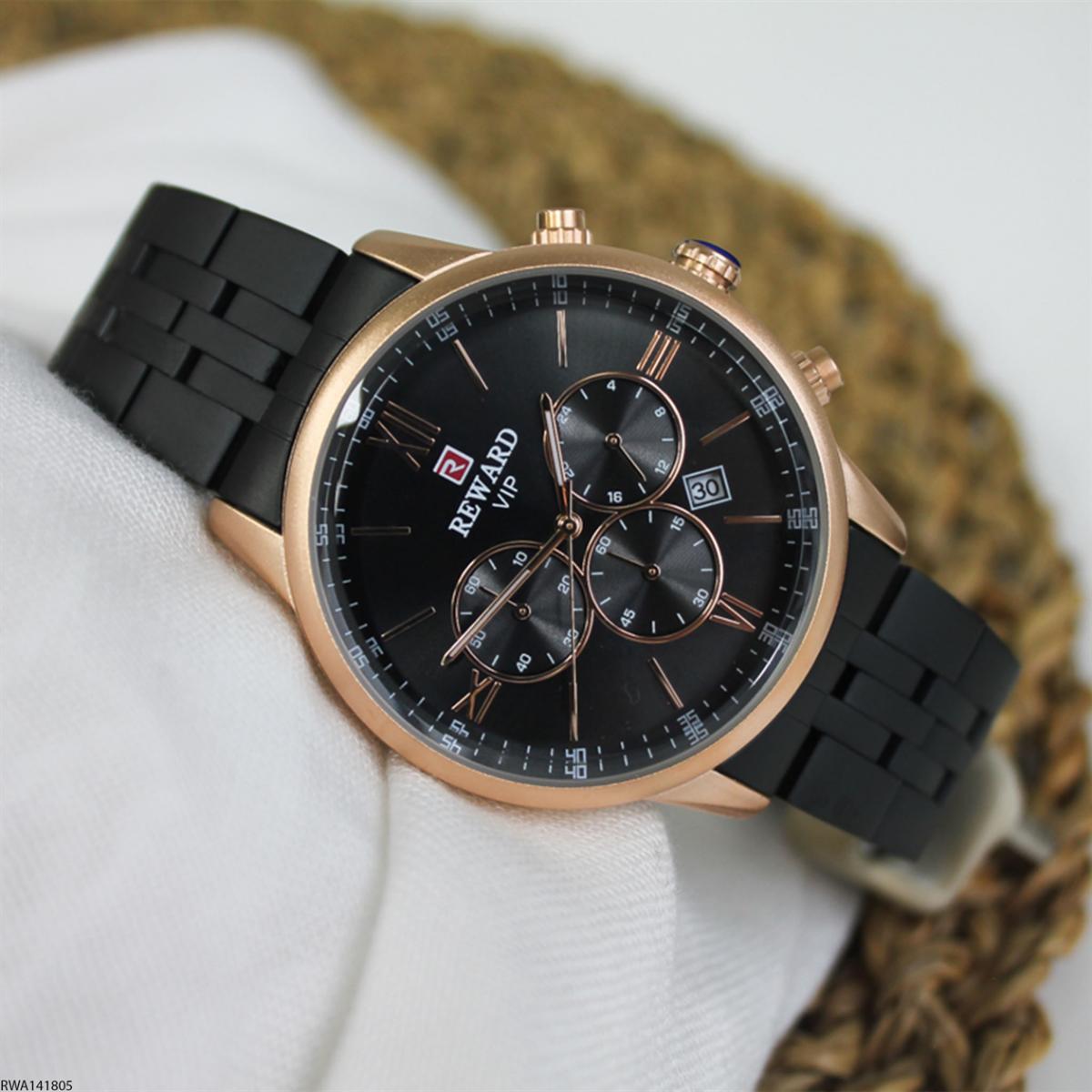 Reward RWA141805 Takvimli 45 mm Siyah Metal Kordon Analog Erkek Kol Saati
