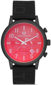 Sergio Tacchini ST.1.10105.2 Takvimli 44 mm Siyah Silikon Kordon Analog Erkek Kol Saati