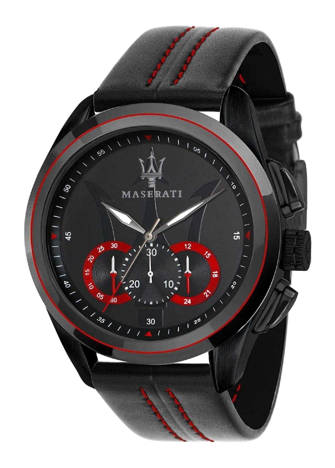 Maserati R8871612023 Takvimli 45 mm Siyah Deri Kordon Analog Erkek Kol Saati