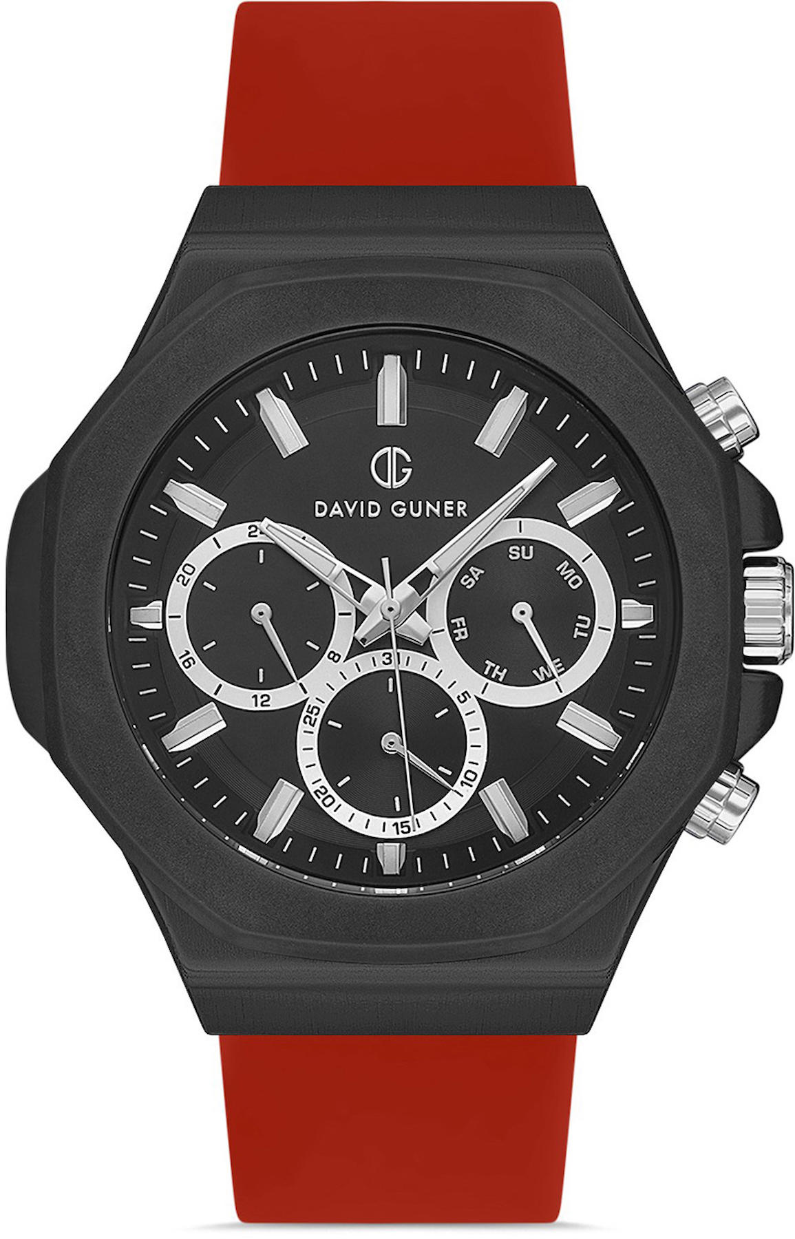David Guner DG-8494GD-ZP2 Takvimli 42 mm Kırmızı Çelik Kordon Analog Kol Saati