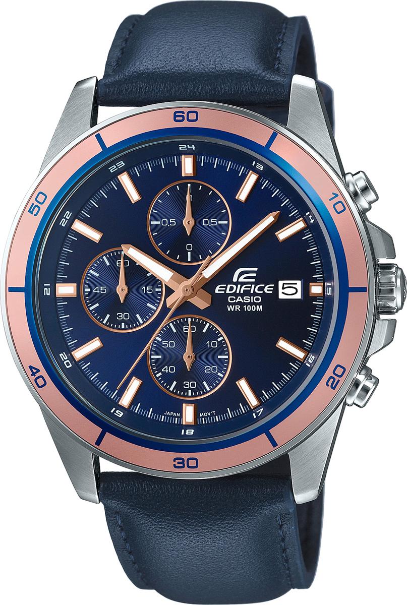 Casio EFR-526L-2AVUDF Takvimli 43 mm Lacivert Deri Kordon Analog Kol Saati