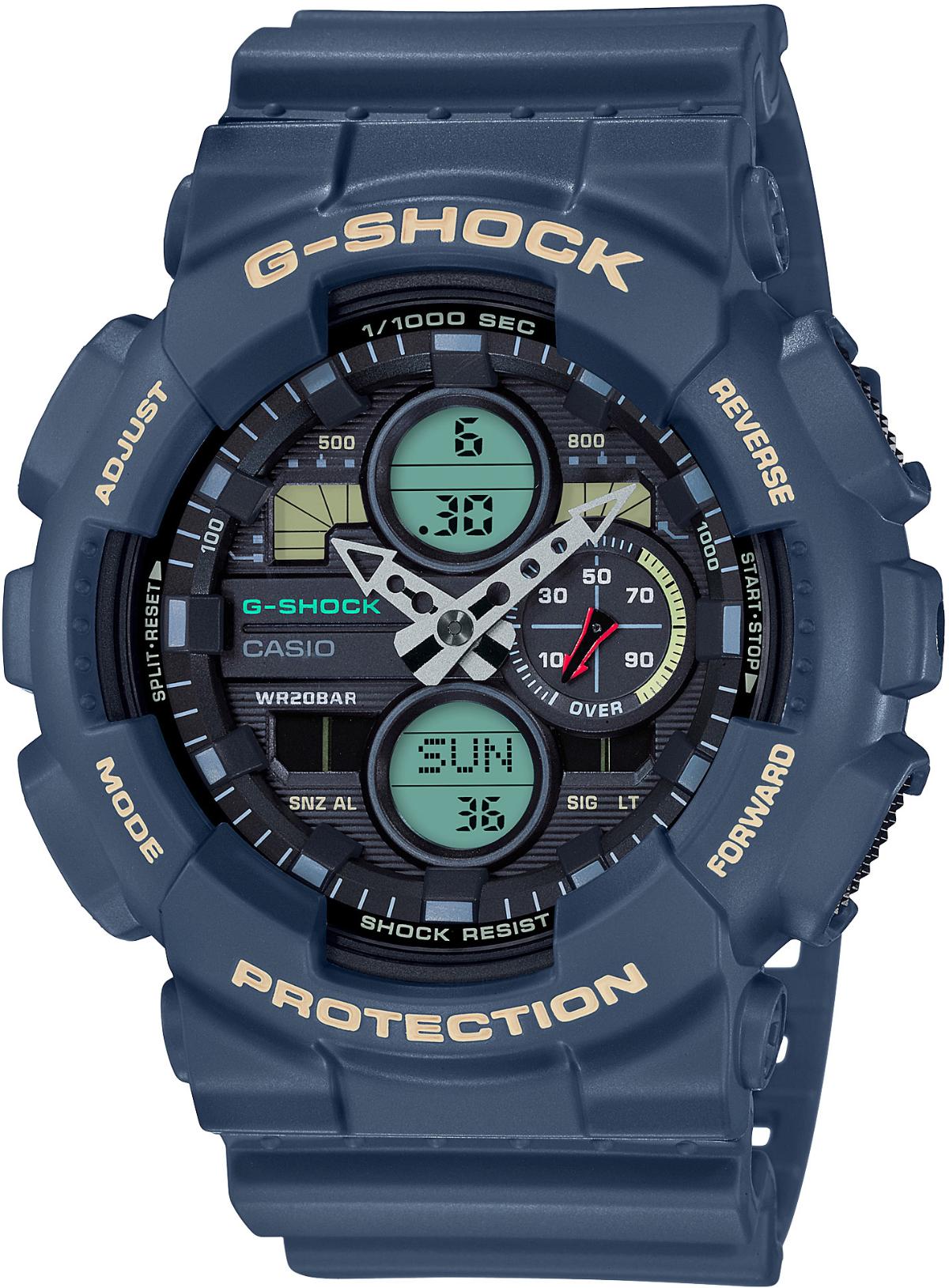 Casio GA-140-2ADR Takvimli 51.2 mm Lacivert Silikon Kordon Analog Erkek Kol Saati