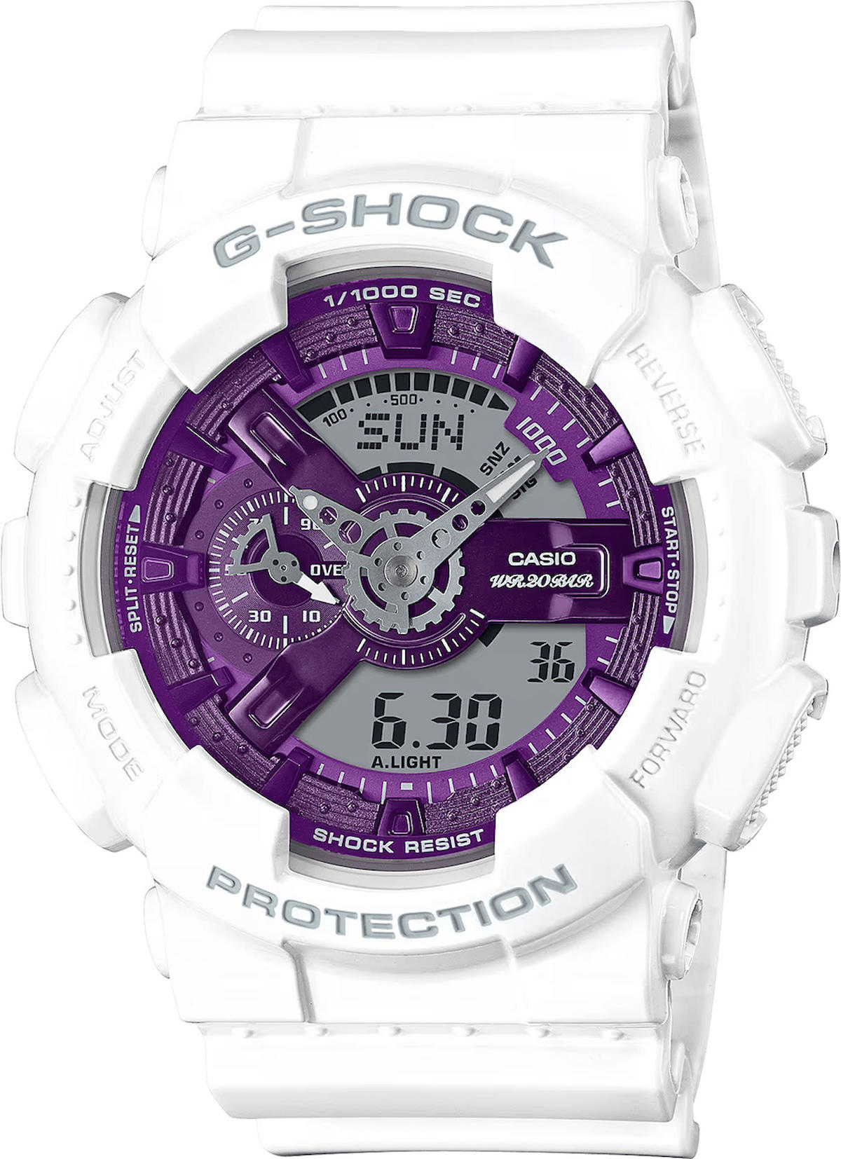 Casio GA-110WS-7A Takvimli 51.2 mm Beyaz Silikon Kordon Analog Kol Saati