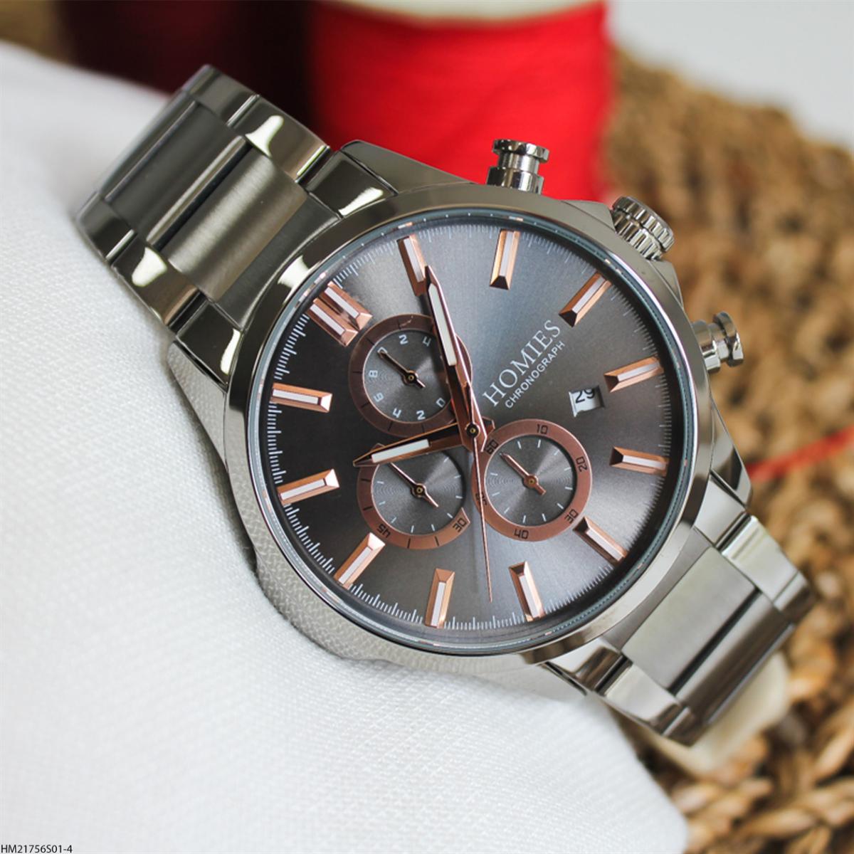 Homies HM21756S01-4 Pusulalı Takvimli Çelik Kordon Analog Erkek Kol Saati