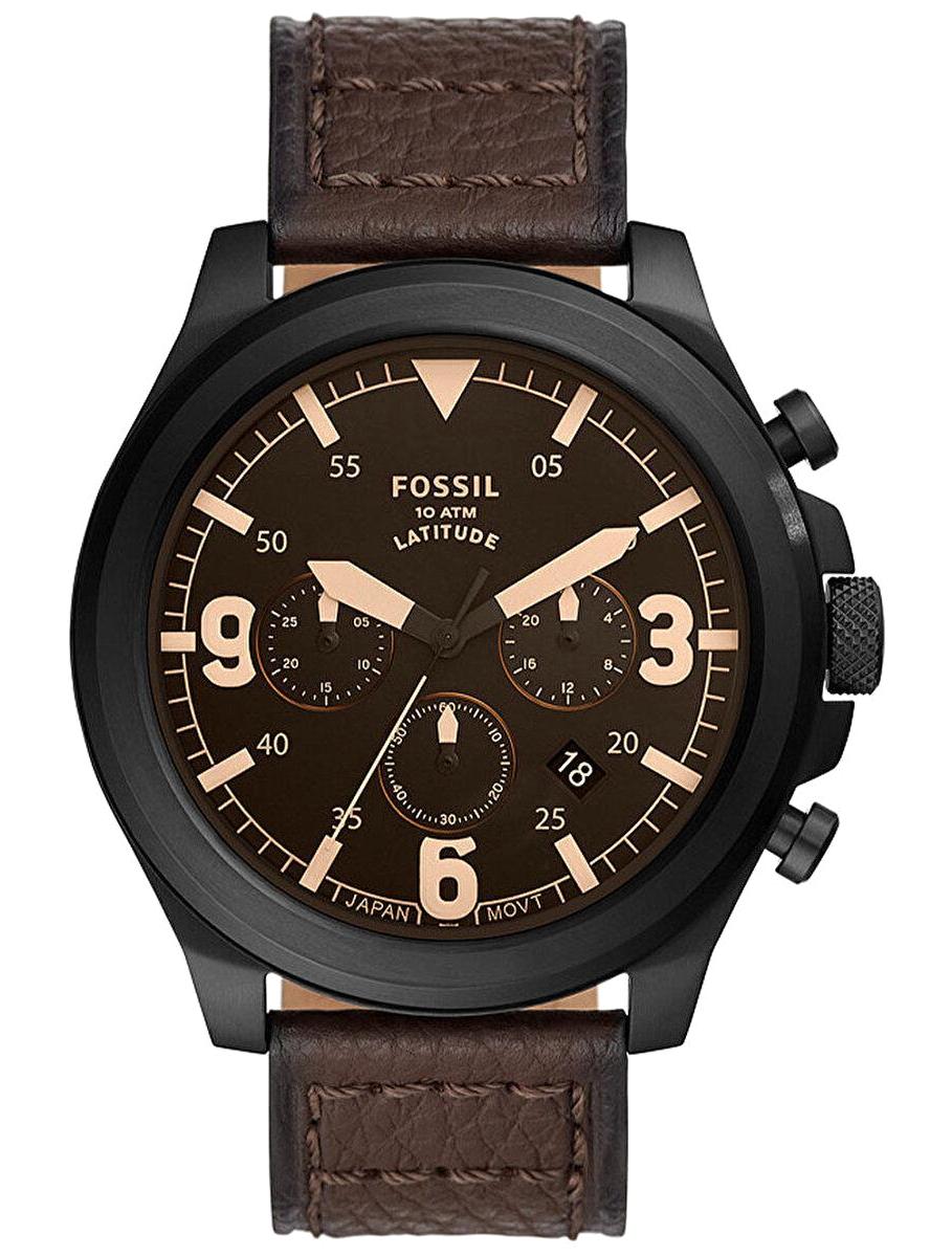 Fossil FFS5751 Takvimli 45 mm Kahverengi Deri Kordon Analog Erkek Kol Saati