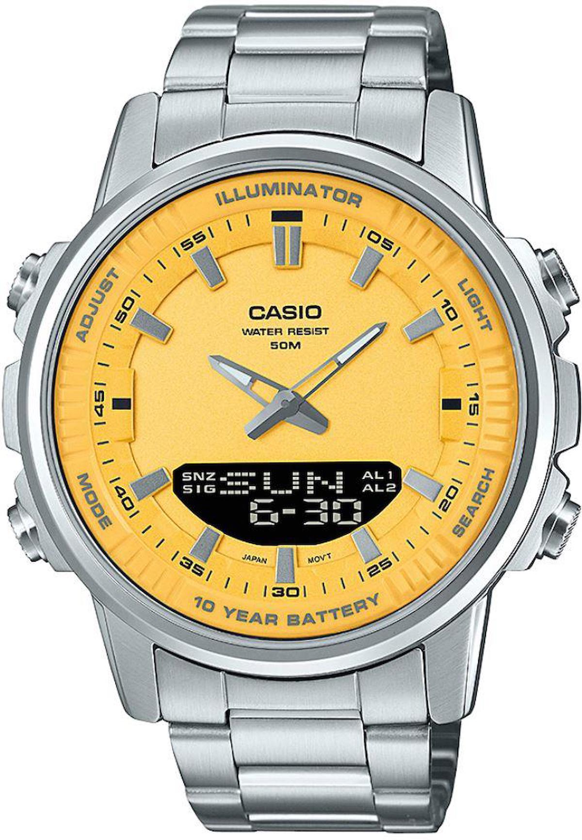 Casio AMW-880D-9AVDF Takvimli 47 mm Çelik Kordon Analog Kol Saati