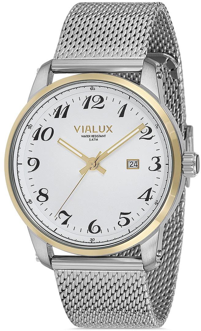 Vialux AS526T-01SG Takvimli 42.5 mm Çelik Kordon Analog Kol Saati