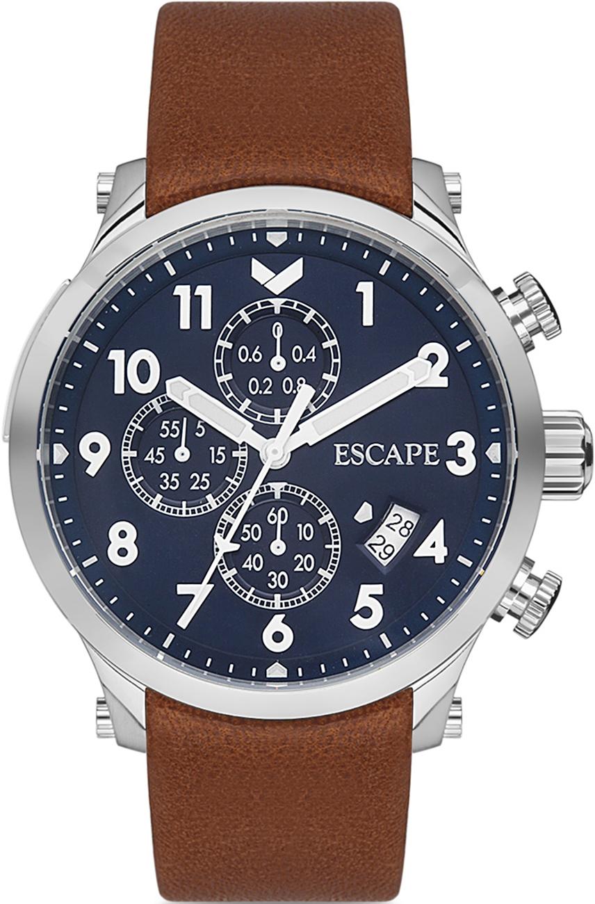Escape EC1136-101 Takvimli Kahverengi Deri Kordon Analog Kol Saati