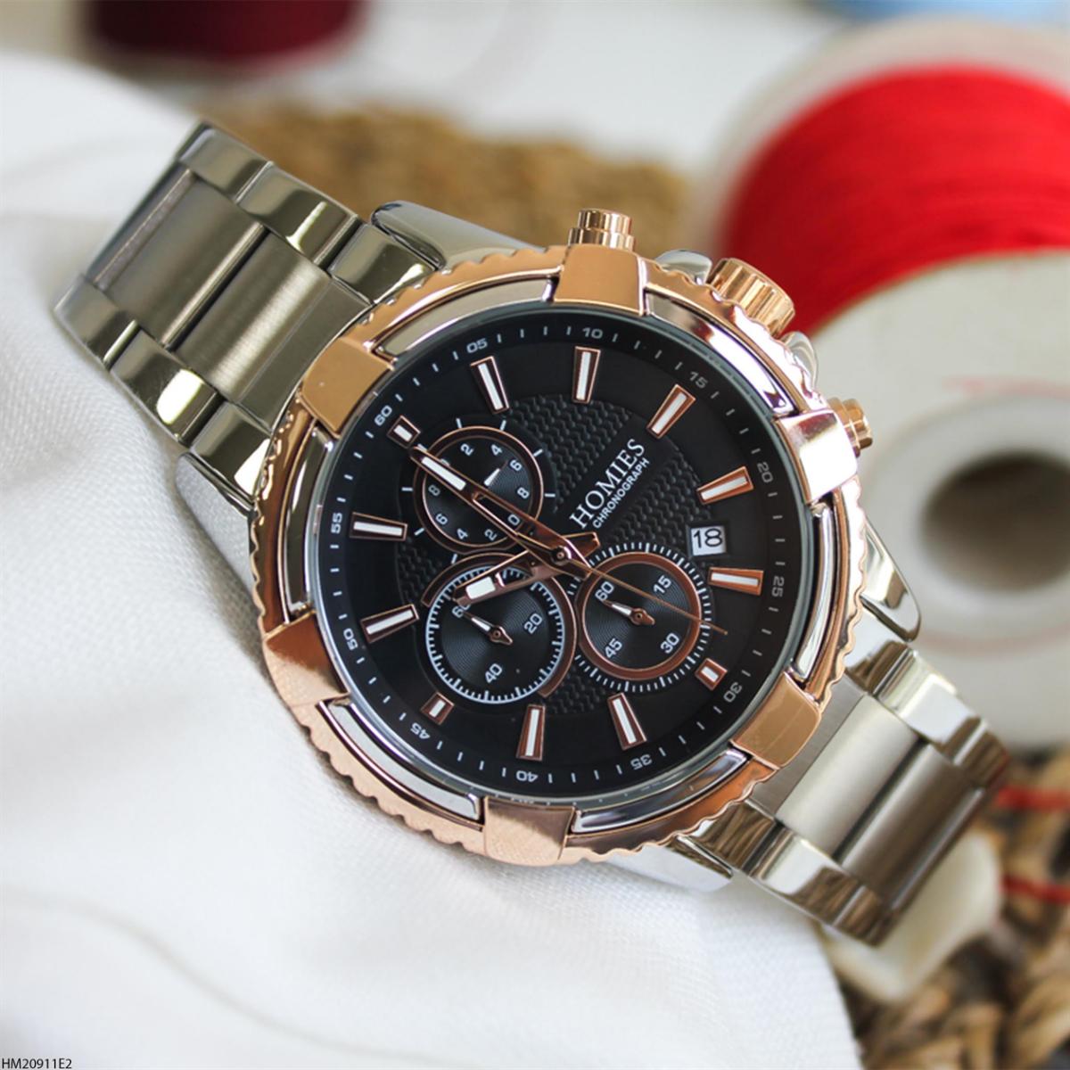 Homies HM20911E2 Pusulalı Takvimli Çelik Kordon Analog Erkek Kol Saati