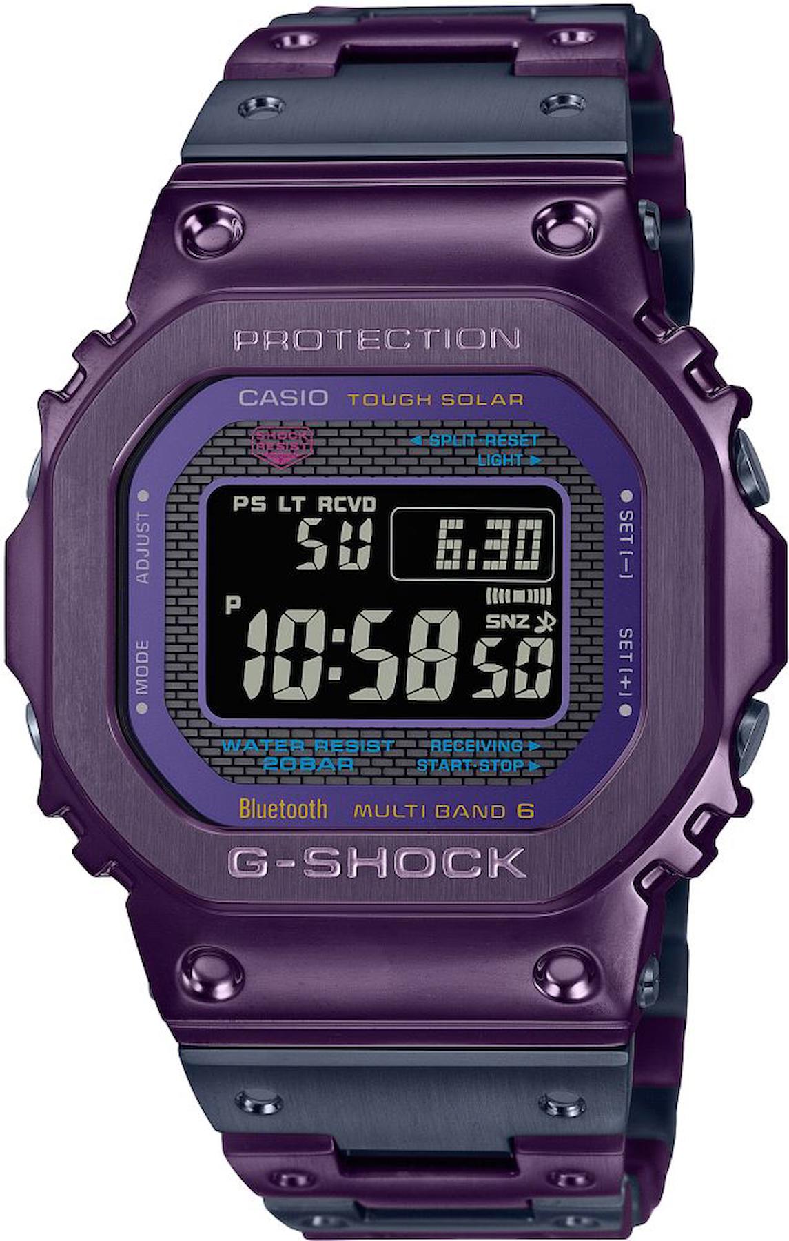 Casio GMW-B5000PB-6DR Takvimli 43.2 mm Mor Çelik Kordon Analog Kol Saati