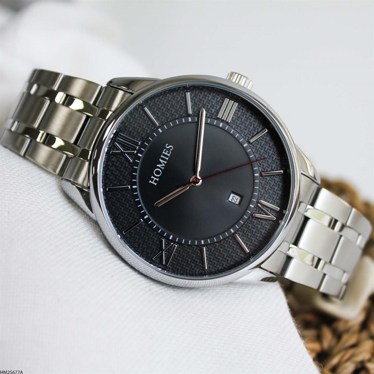 Homies HM25677A Pusulalı Takvimli 45 mm Metal Kordon Analog Erkek Kol Saati
