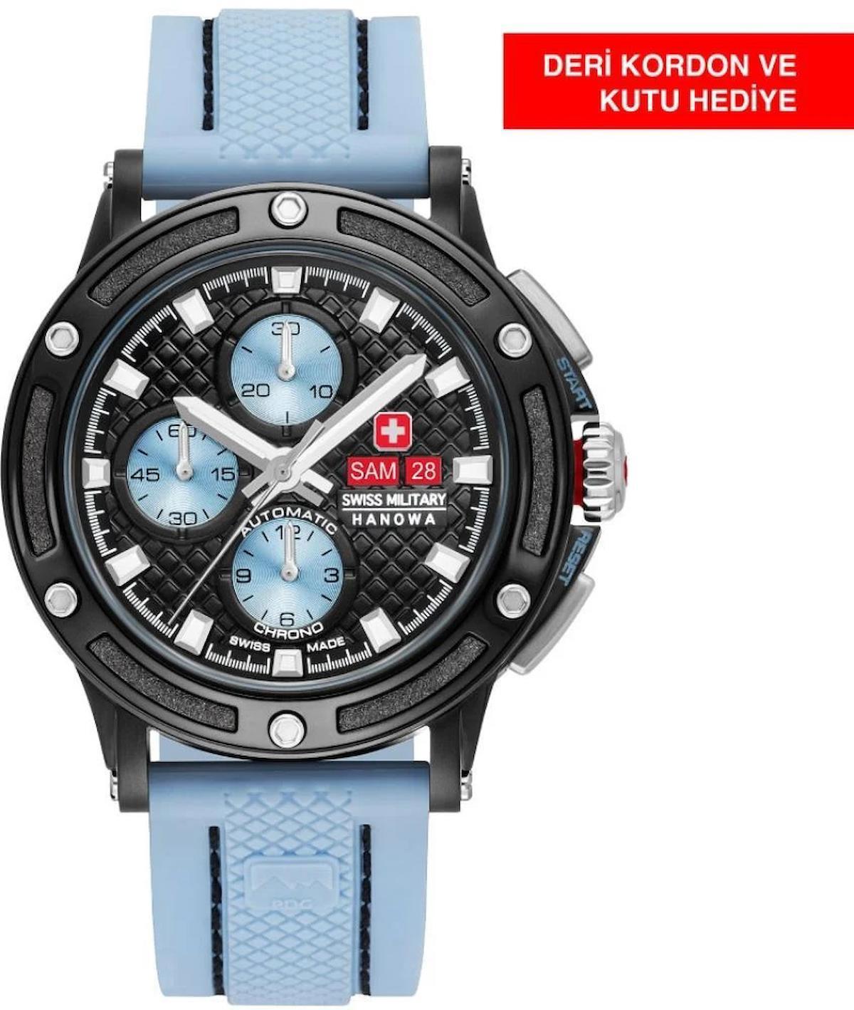 Swiss Military 05-4347.13.04.001 Takvimli 44 mm Mavi Silikon Kordon Analog Kol Saati