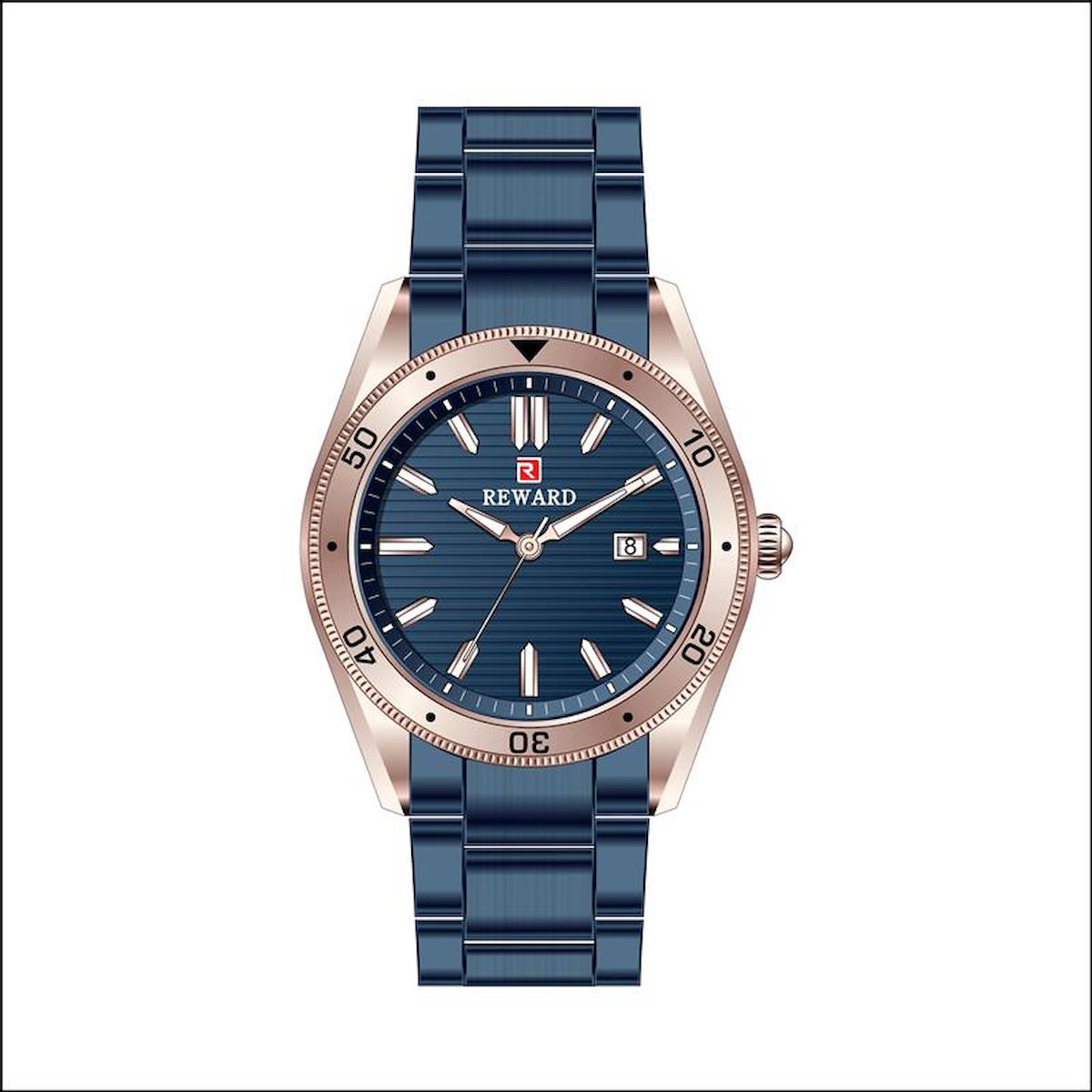 Reward A142353 Takvimli 42 mm Lacivert Metal Kordon Analog Erkek Kol Saati