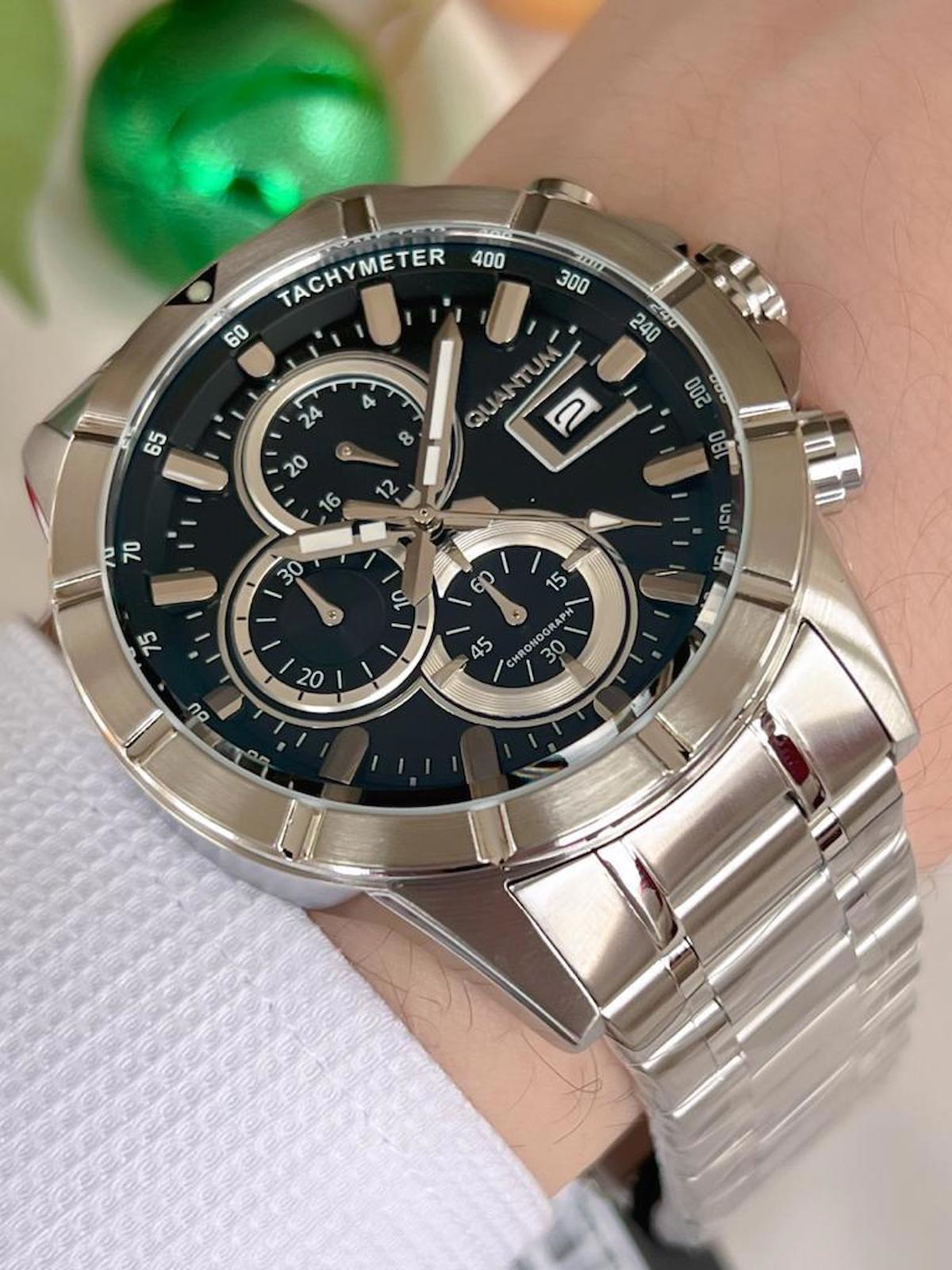 Quantum HNG.1067.350 Su Geçirmez Takvimli 46 mm Çelik Kordon Analog Kol Saati