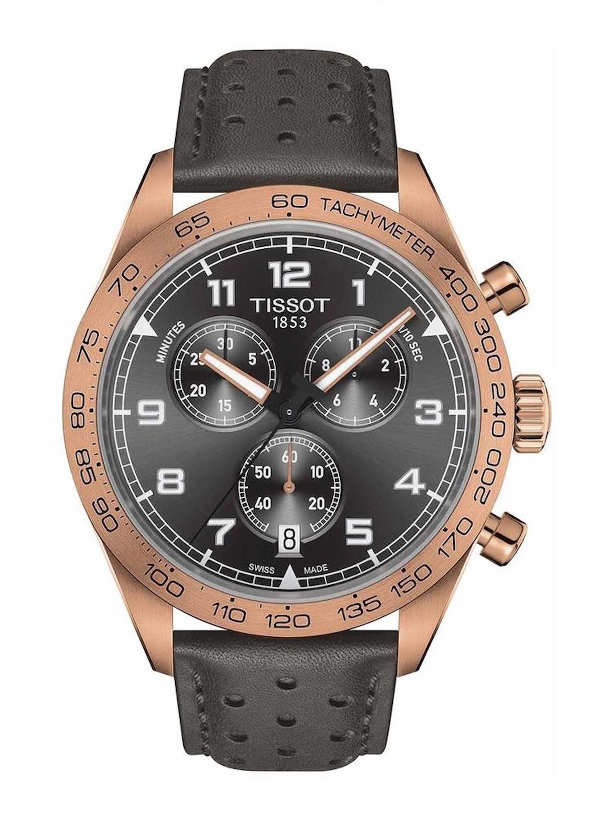 Tissot T1316173608200 Takvimli 45 mm Gri-Rose Gold Deri Kordon Analog Erkek Kol Saati