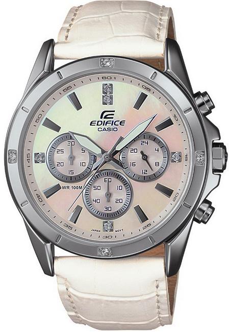Casio EF-544L-7A Takvimli 42.5 mm Beyaz Deri Kordon Analog Kol Saati