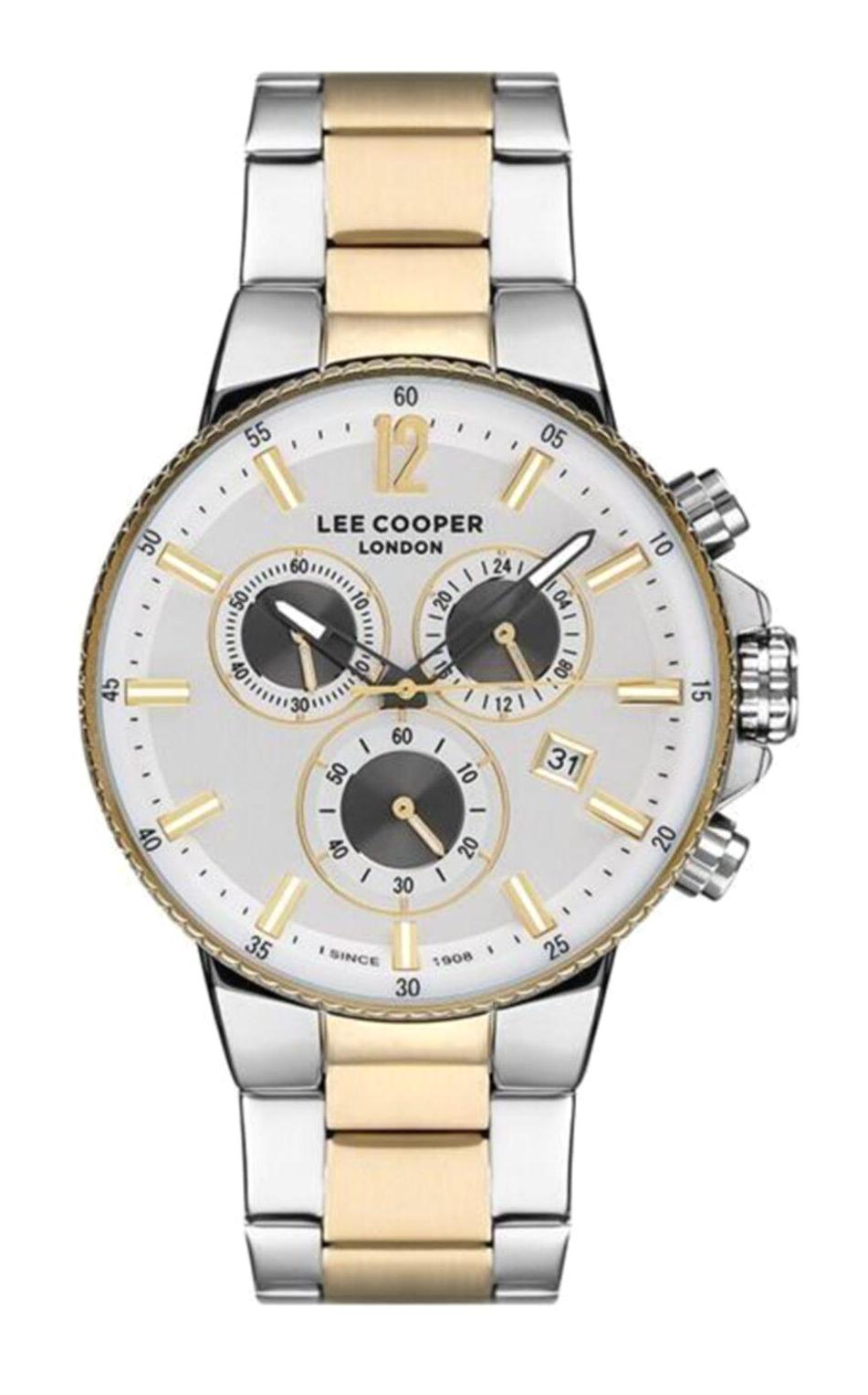 Lee Cooper LC07317.230 Takvimli 44 mm Altın-Çelik Kordon Analog Erkek Kol Saati