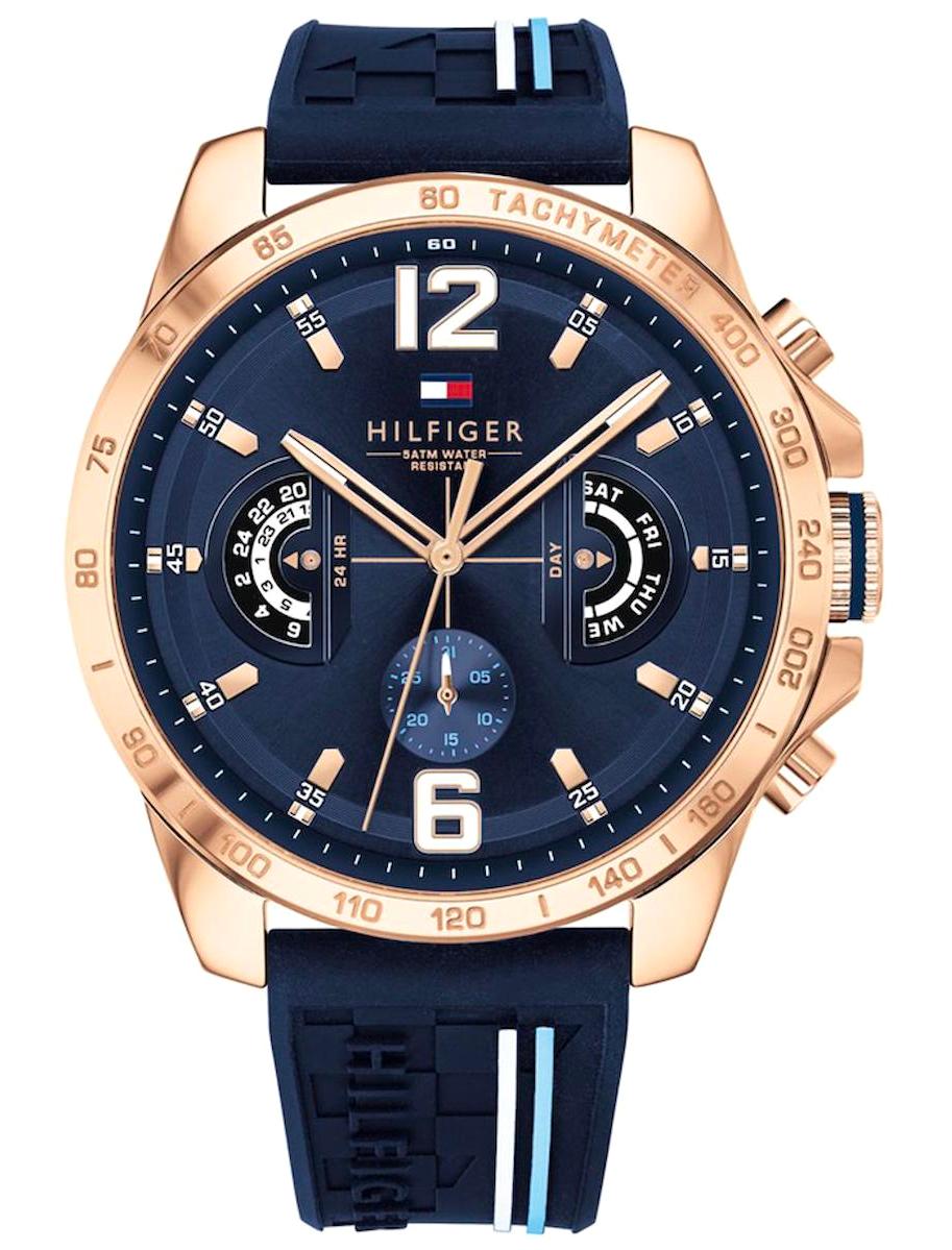 Tommy Hilfiger TH1791474 Takvimli 46 mm Lacivert Silikon Kordon Analog Erkek Kol Saati