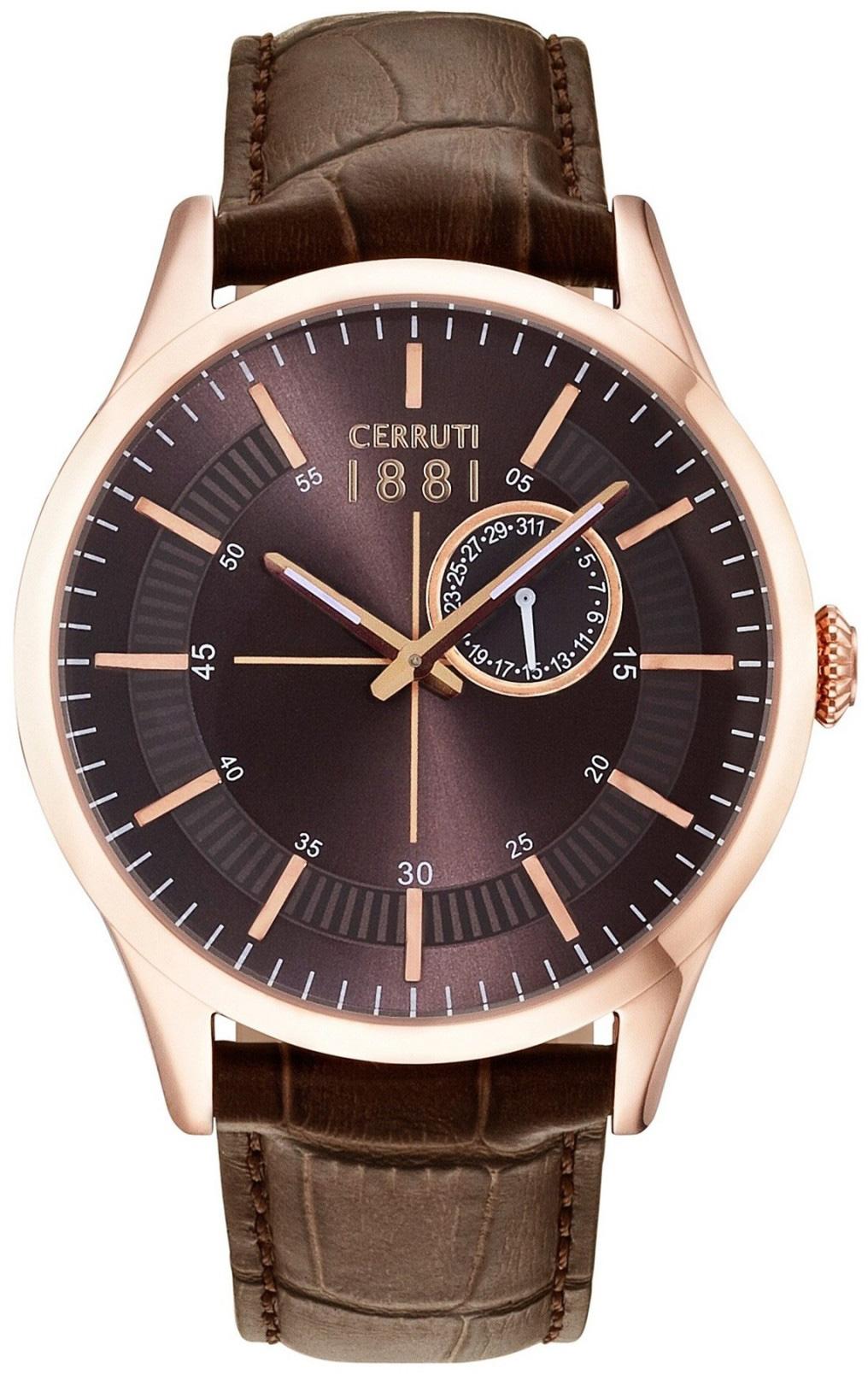 Cerruti 1881 CRA124SR12BR Takvimli Kahverengi Deri Kordon Analog Kol Saati