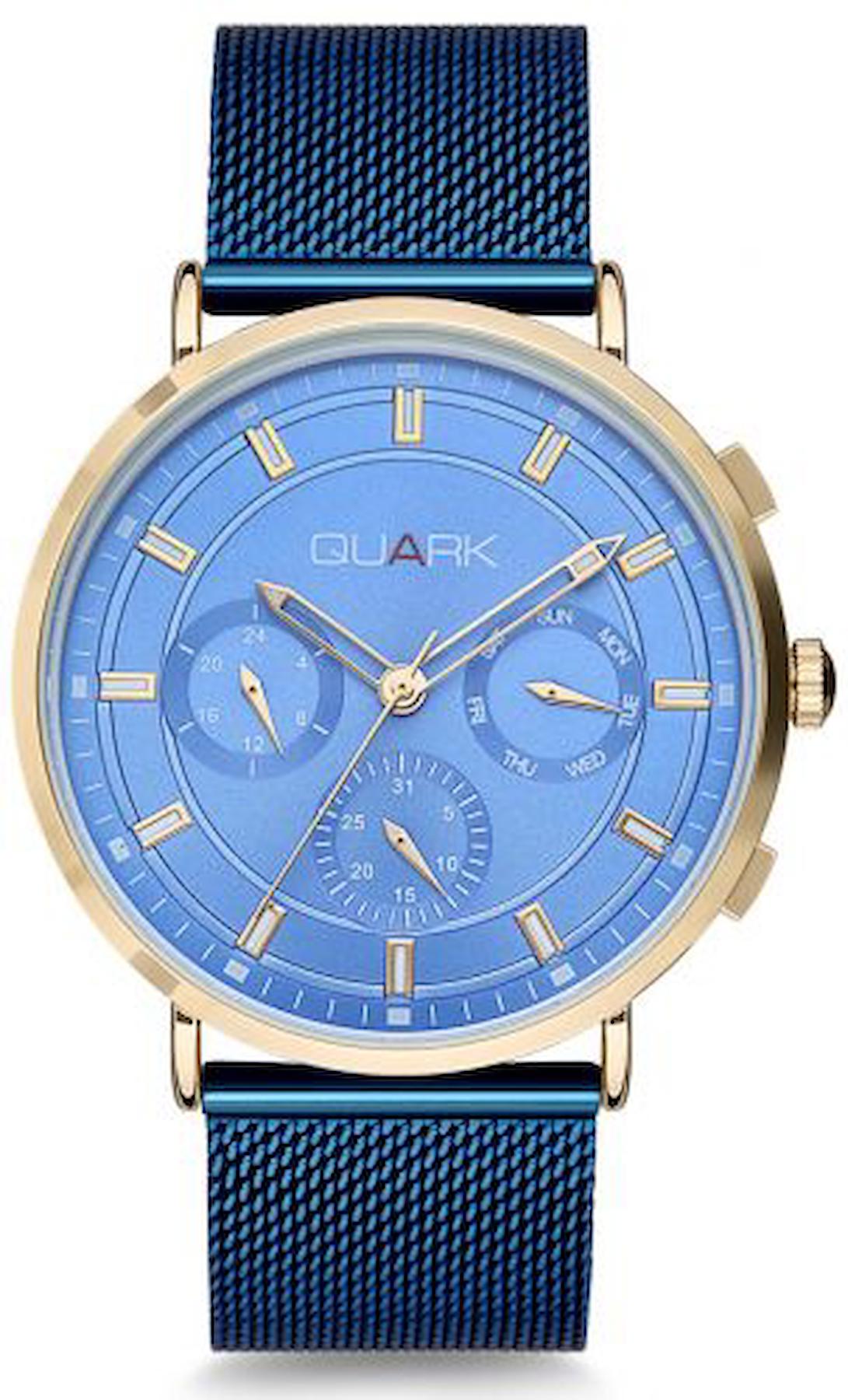 Quark QM-2000G-2A 34 mm Lacivert Çelik Kordon Analog Kol Saati