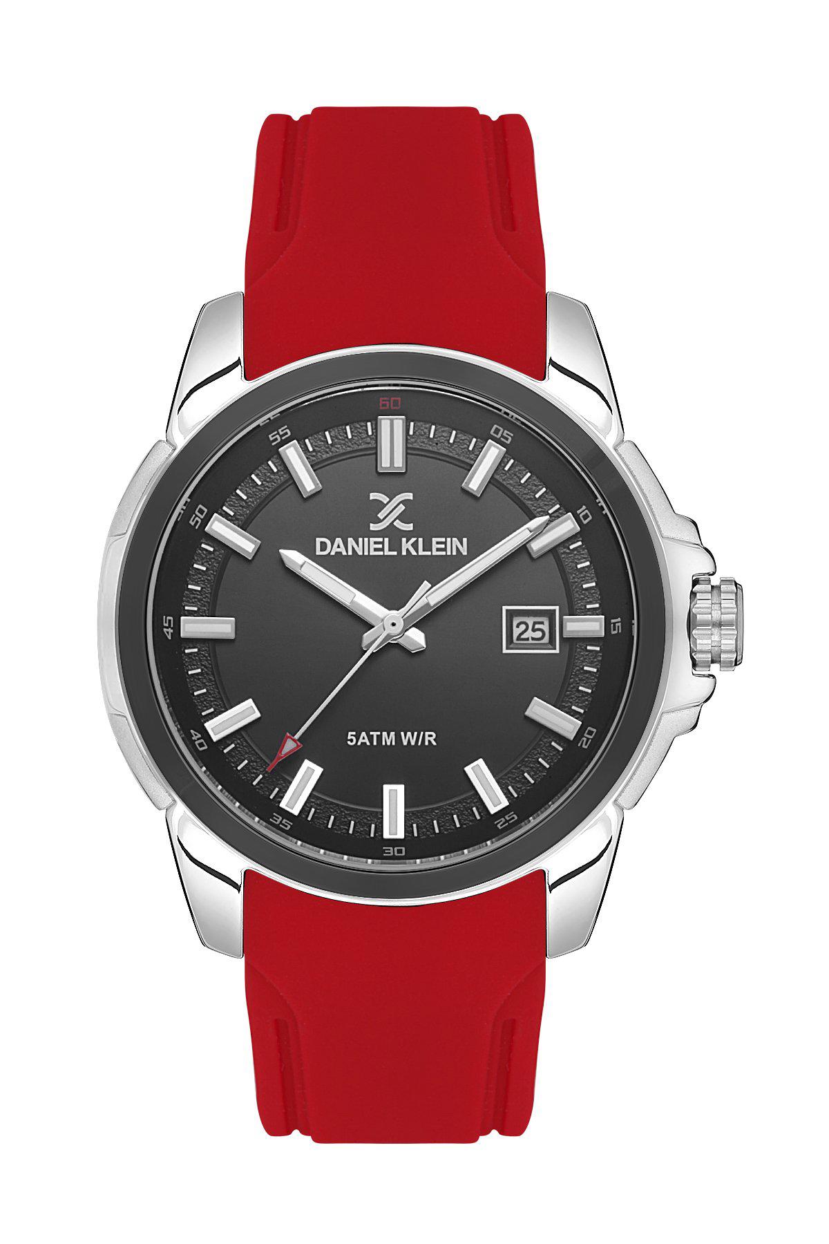 Daniel Klein DK.1.13553-4 Takvimli 42 mm Kırmızı Silikon Kordon Analog Erkek Kol Saati