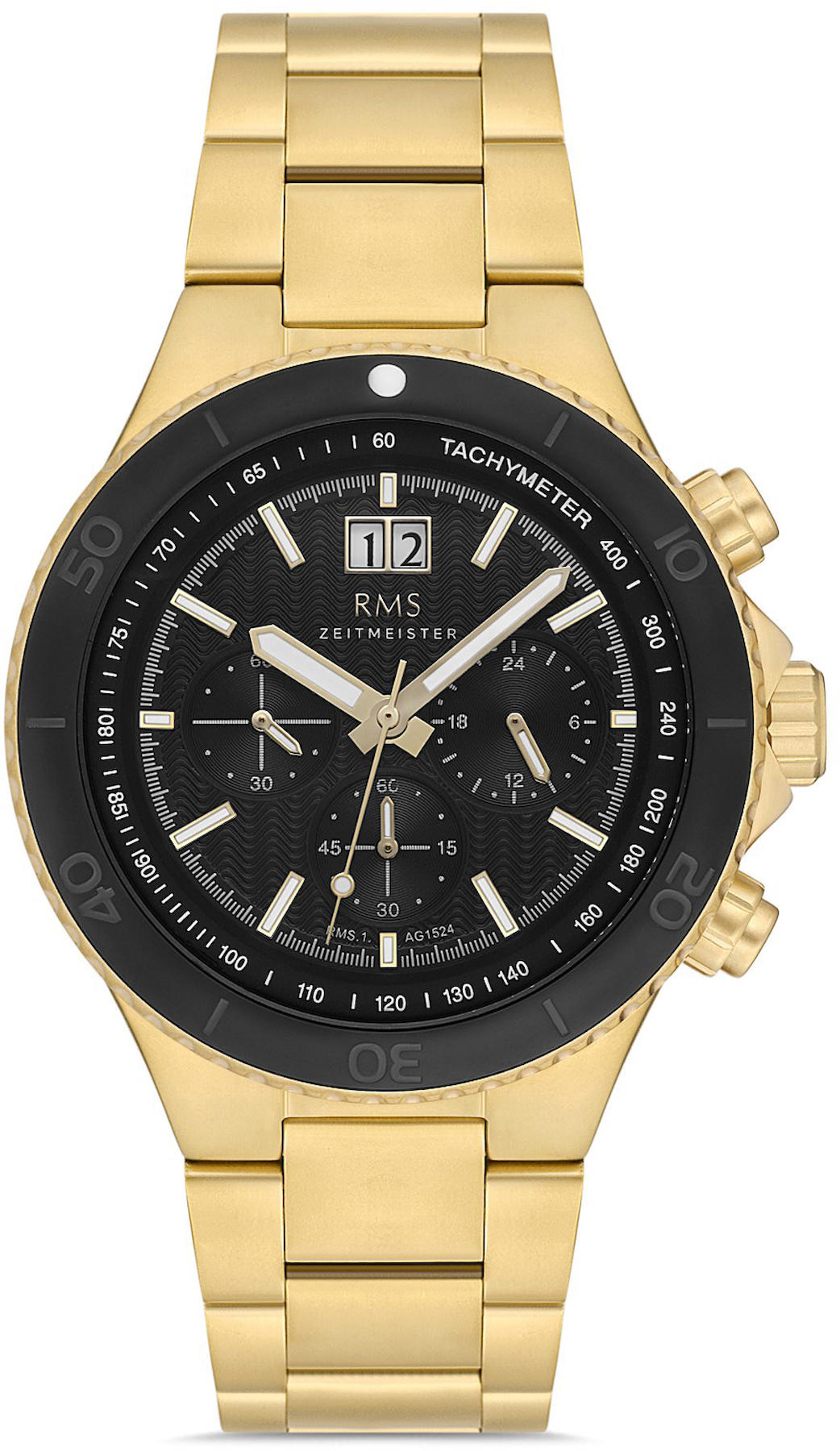 Romanson RMS.1.AG1524.08 Takvimli 44 mm Altın Çelik Kordon Analog Kol Saati
