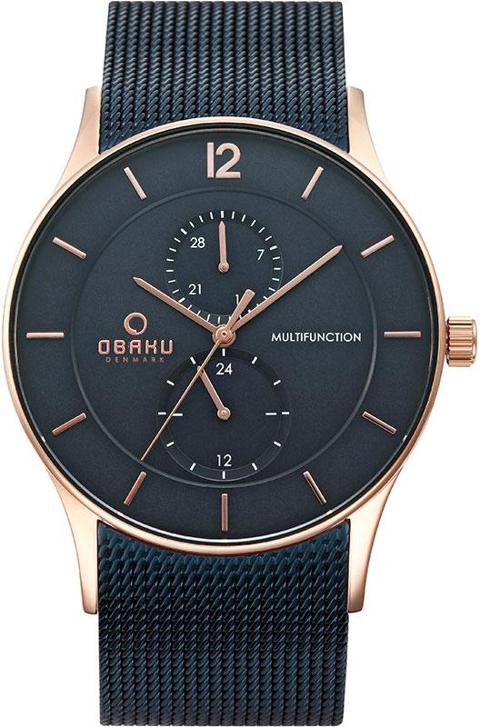 Obaku Denmark V157GMVLML Takvimli 43 mm Lacivert Çelik Kordon Analog Kol Saati