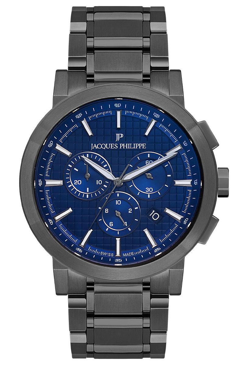 Jacques Philippe JPQGC178337 Pusulalı Takvimli 45 mm Füme Çelik Kordon Analog Erkek Kol Saati