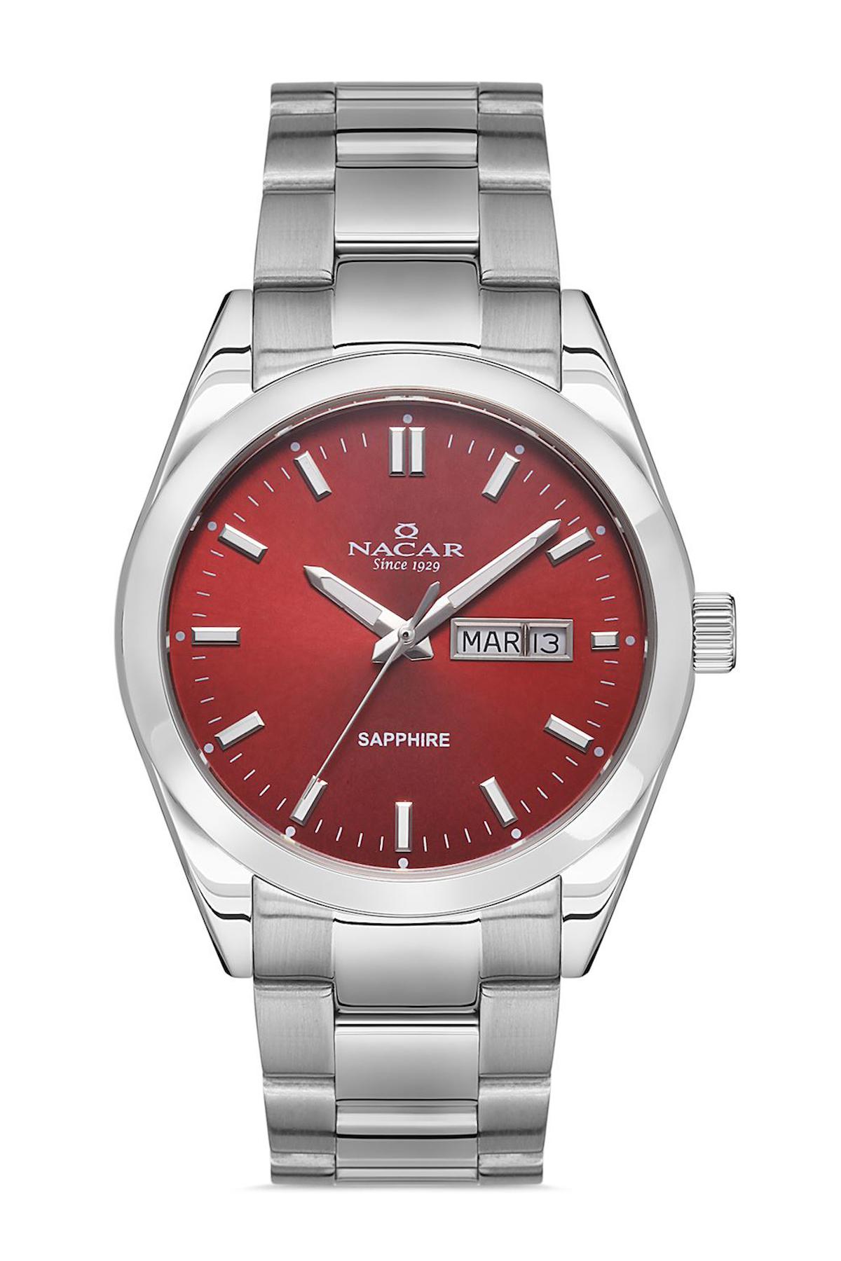Nacar 31299227ARM Takvimli 44 mm Çelik Kordon Analog Kol Saati