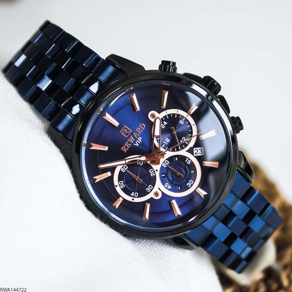 Reward RWA144722 Takvimli 45 mm Lacivert Çelik Kordon Analog Erkek Kol Saati