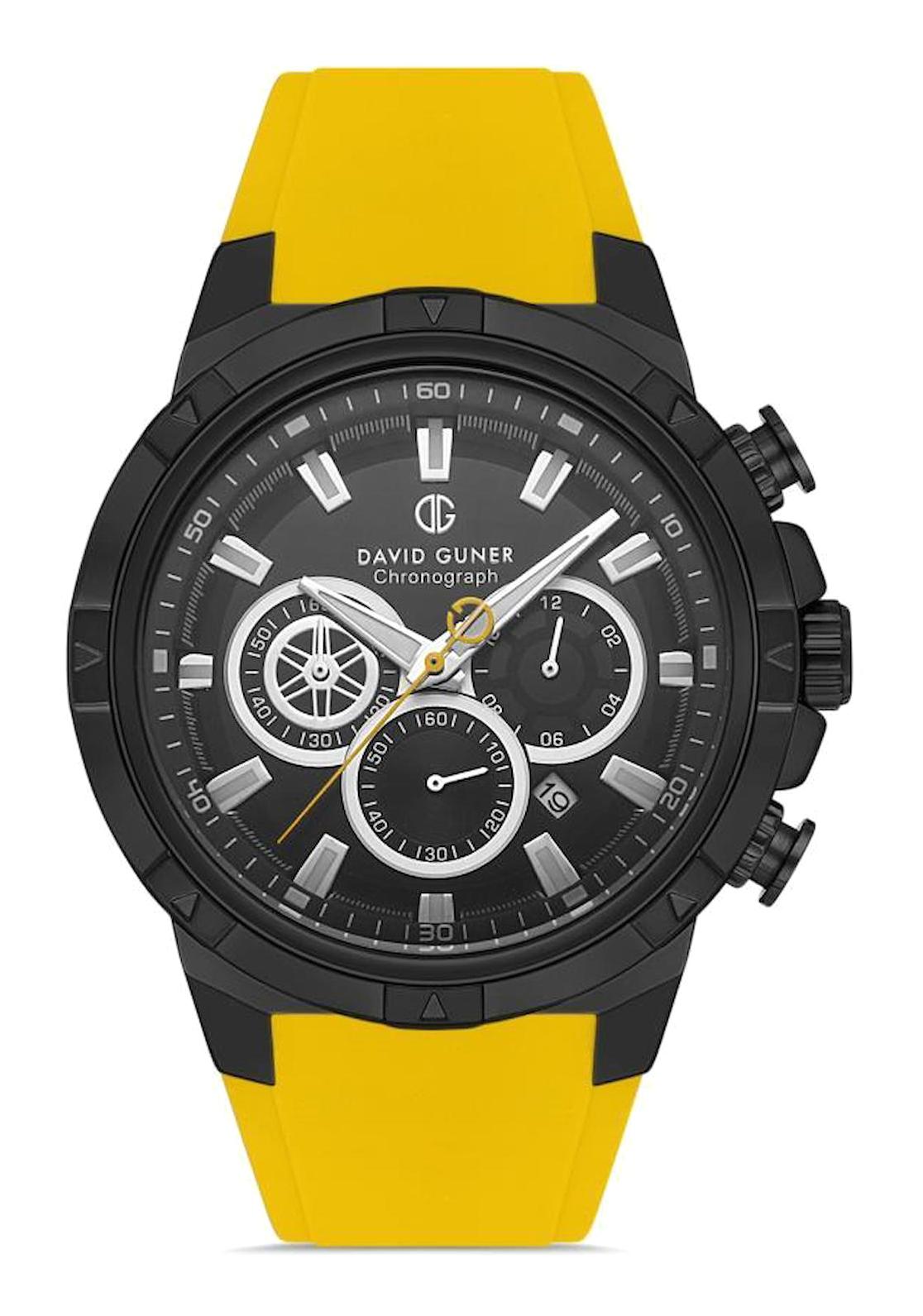 David Guner DG-8497GD-ZR2 Takvimli 42 mm Sarı Silikon Kordon Analog Erkek Kol Saati