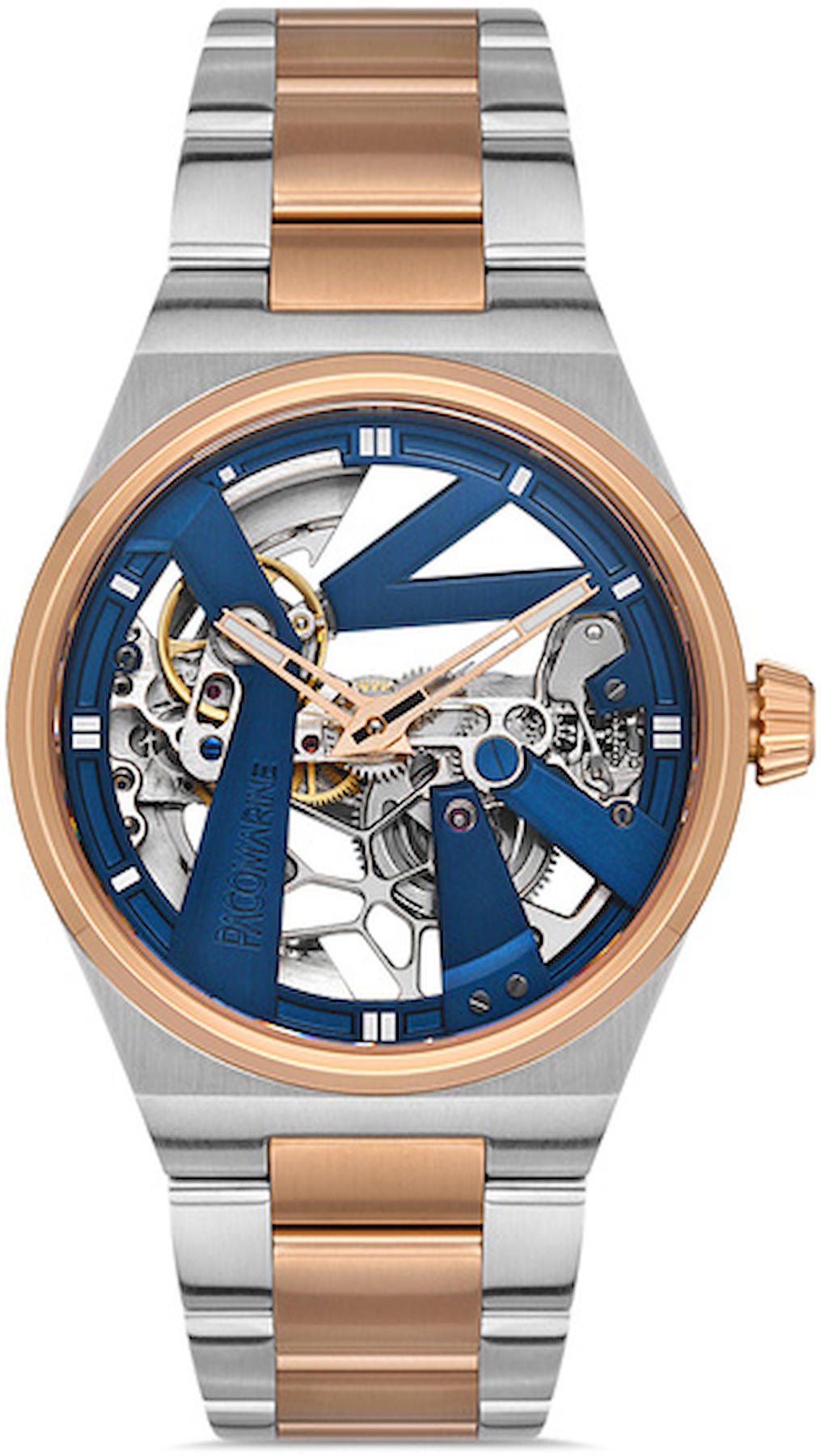 Pacomarine PM.28003.05 Takvimli 42 mm Gri-Rose Gold Çelik Kordon Analog Kol Saati