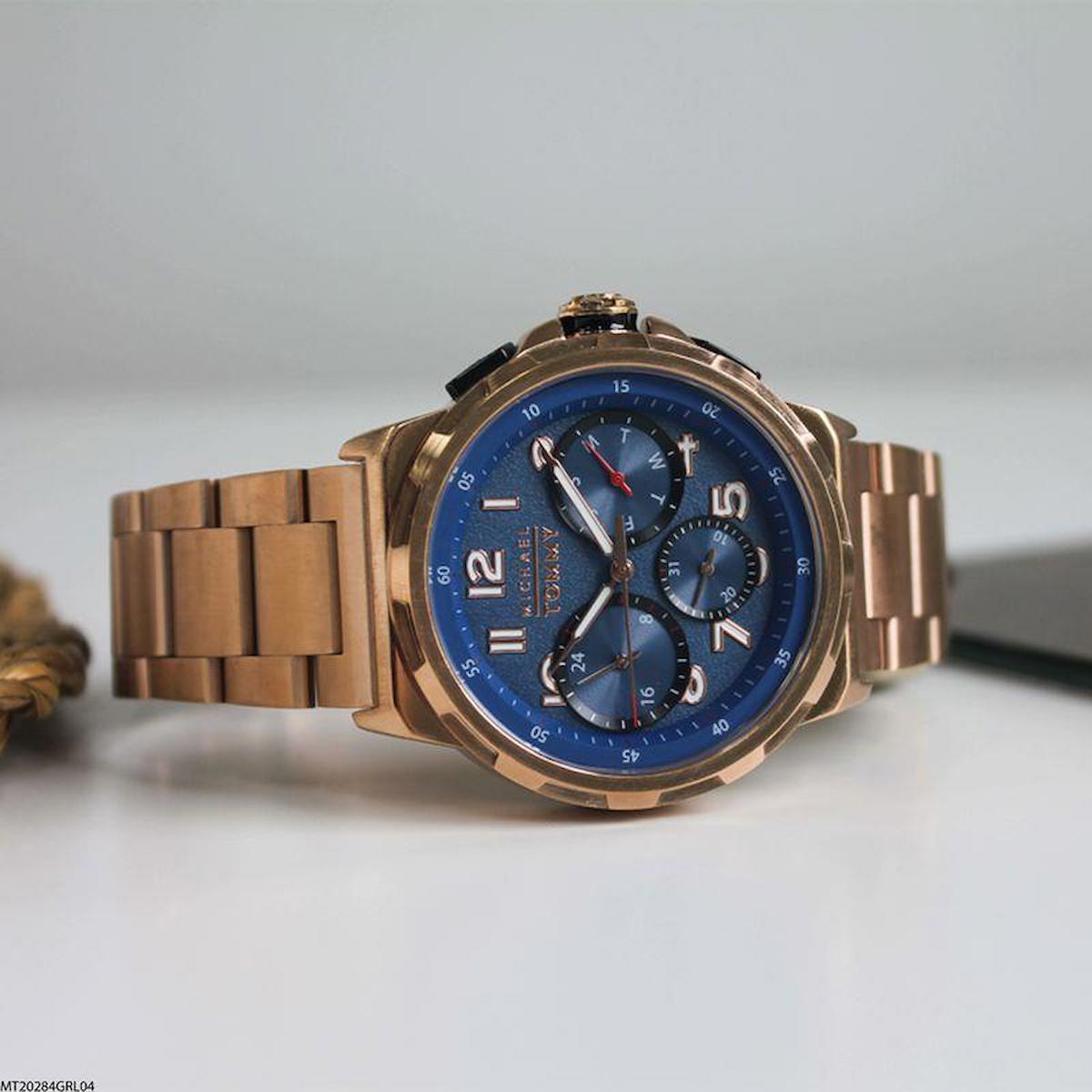 Michael Tommy MT20284GRL04 Takvimli 43 mm Altın Çelik Kordon Analog Erkek Kol Saati