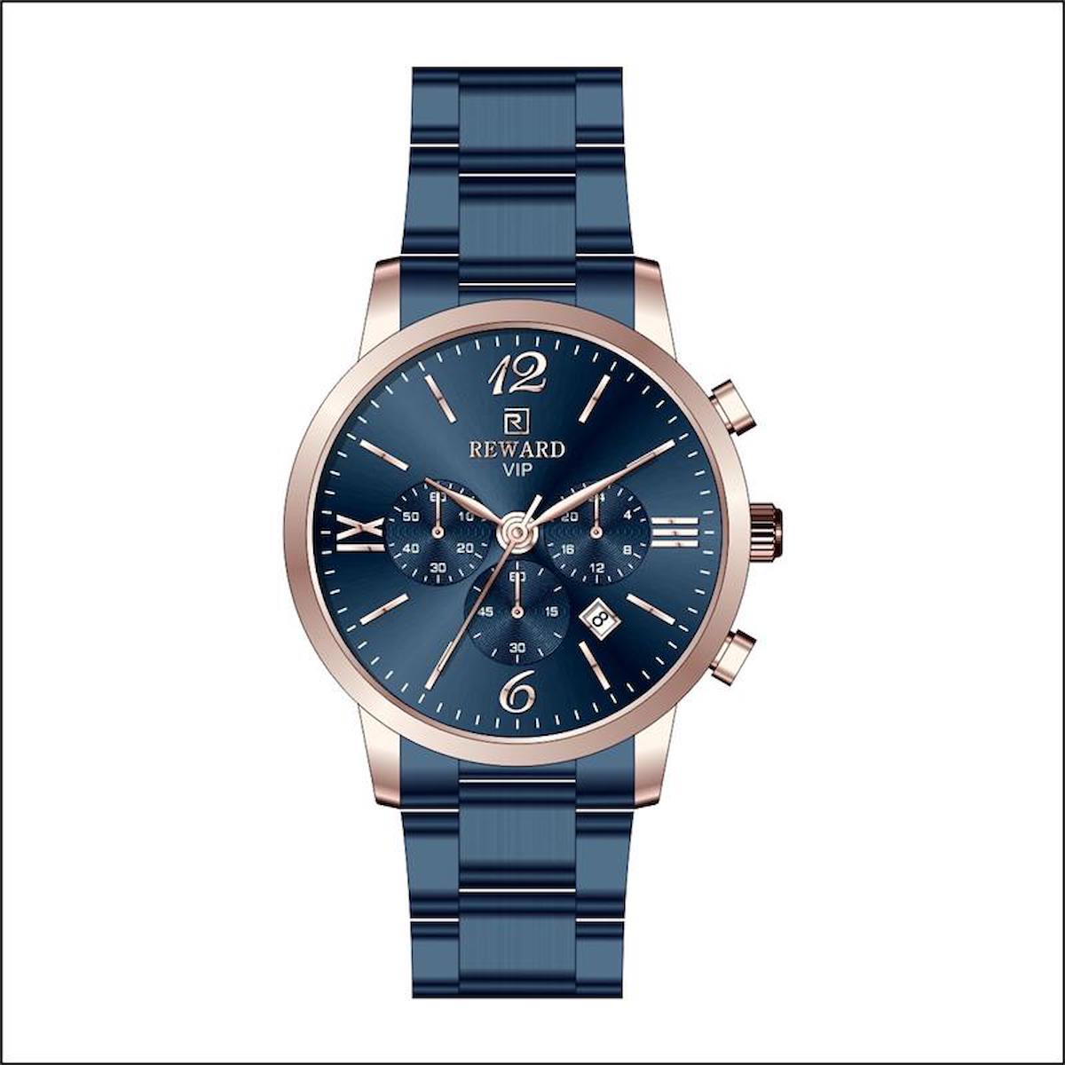 Reward A143395 Takvimli 45 mm Lacivert Metal Kordon Analog Erkek Kol Saati